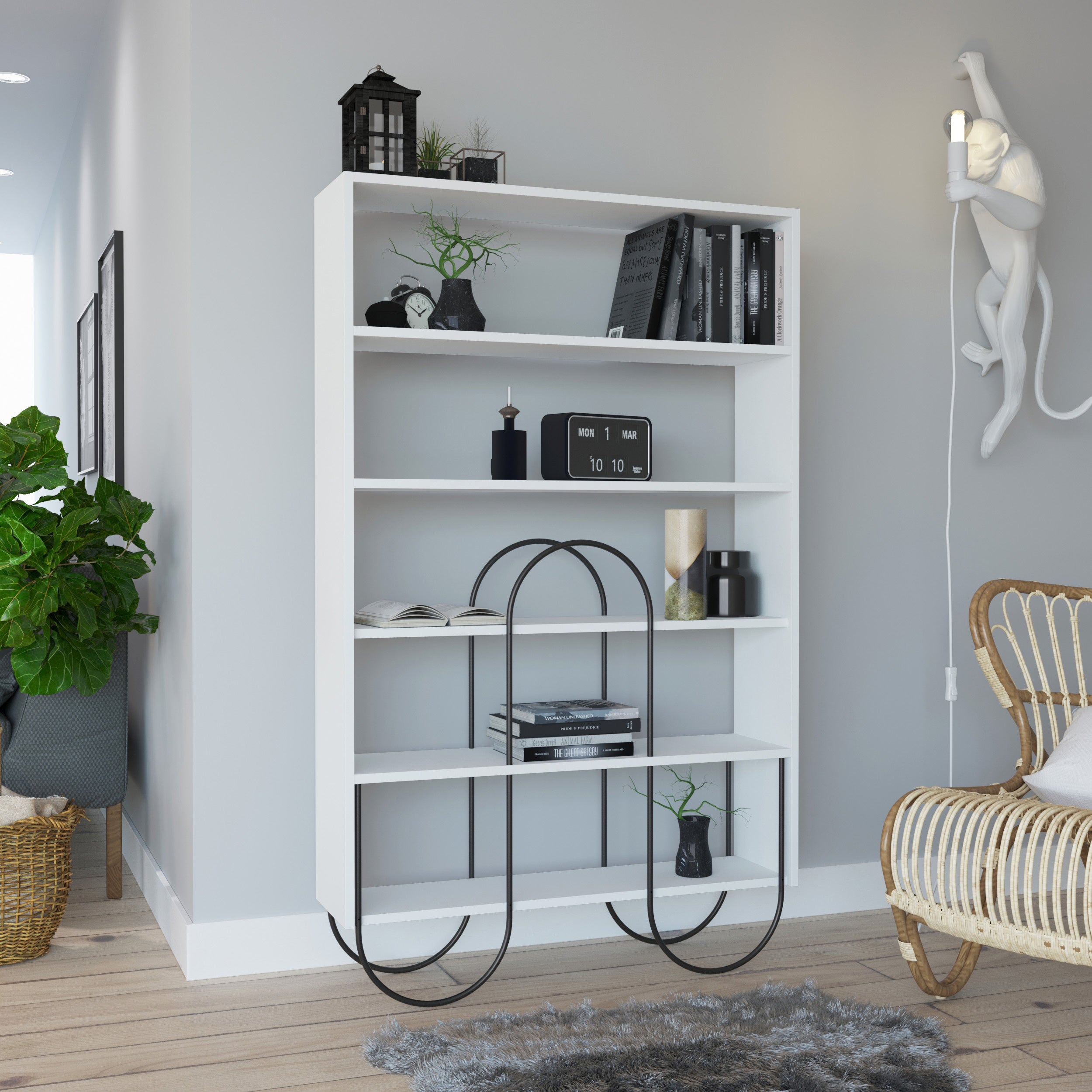 Herron Bookcase - Modern Wooden Bookshelf for Home & Office - Perfect for Living Room, Bedroom, or Study Organization