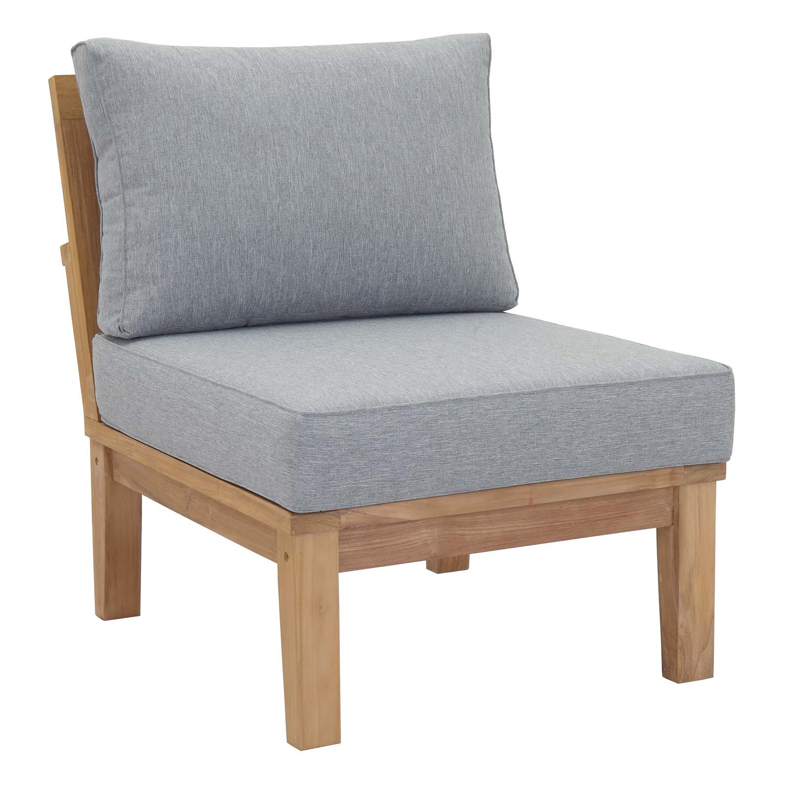 Modway EEI-1820-NAT-GRY-SET 3-Piece Premium Teak Wood Outdoor Patio Furniture Set - Natural Gray - Weather-Resistant Garden, Poolside & Backyard Dining Set for Patio, Deck & Outdoor Living Spaces