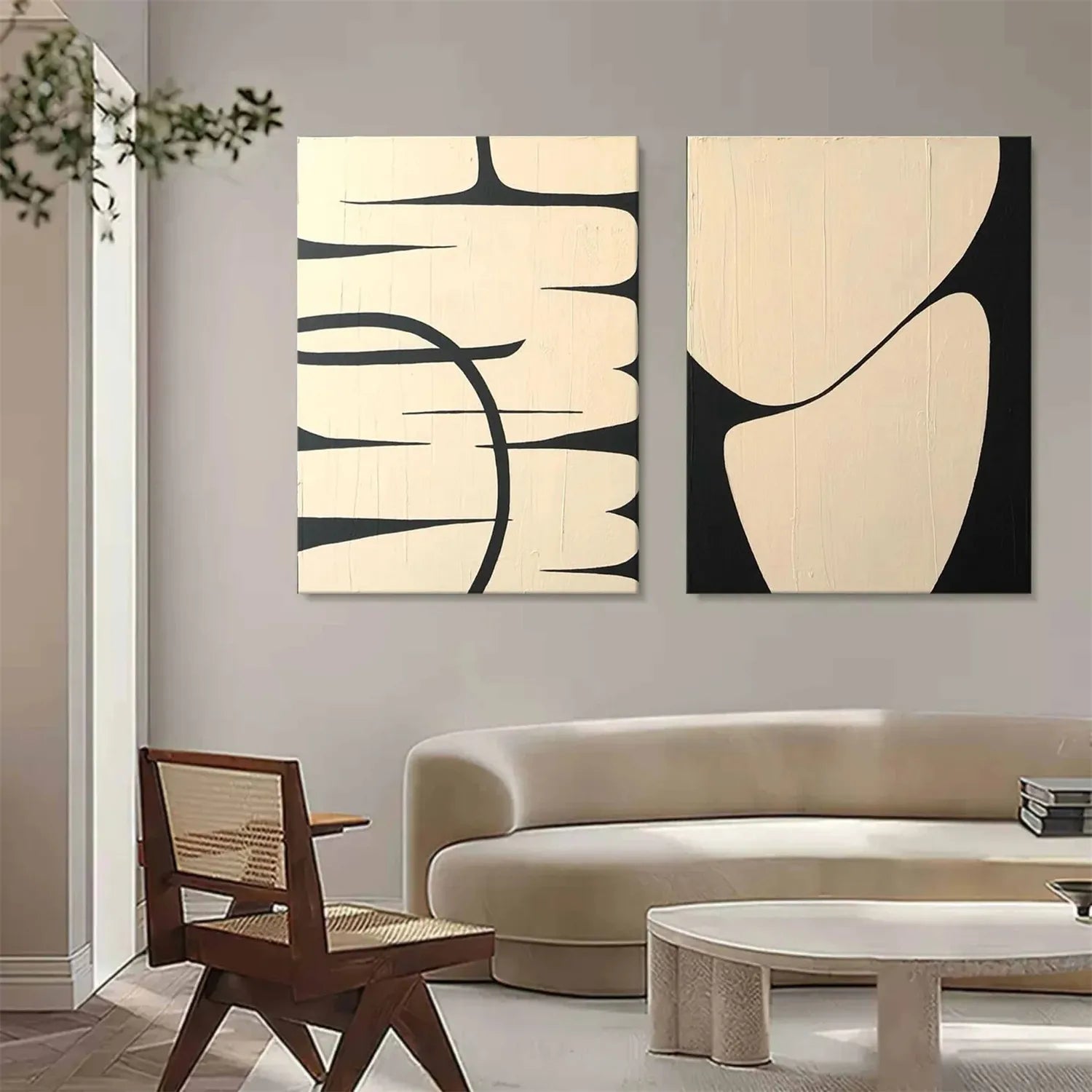 Abstract Tranquility Set of 2 Wall Art Paintings - Modern Minimalist Canvas Prints for Living Room, Bedroom & Office Decor #WS142