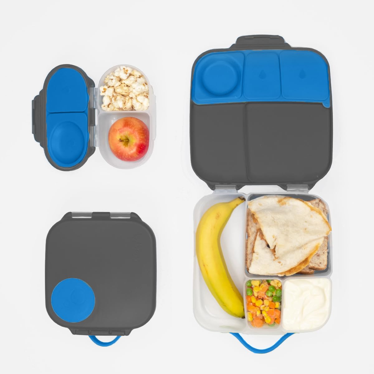 Bento Lunch Box Set for Kids - 3-Pack Insulated Meal Containers with Oversized Bento Box & Mini Snack Boxes | School Lunch Supplies for Toddlers & Children | Perfect for School, Picnics & Travel (Blue Slate)