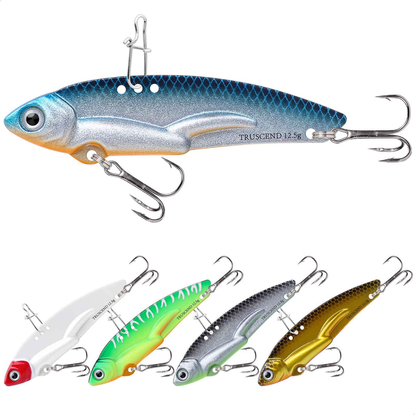 TRUSCEND Premium Saltwater Fishing Lures - Captain's Favorite Shiny Jigging Spoons for Bass, Salmon & Tuna | Slow Pitch Jig with Sharp Hooks | Durable Well-Made Lures for Deep Sea & Freshwater Fishing | Perfect for Jigging, Trolling & Casting