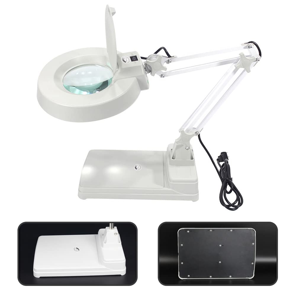 TOPCHANCES 110V 20X Magnifying Glass with LED Light - Adjustable Clip-On Desk Lamp for PCB Repair, Jewelry Making, Reading & Crafts | Foldable Optical Magnifier for Hobbyists & Professionals