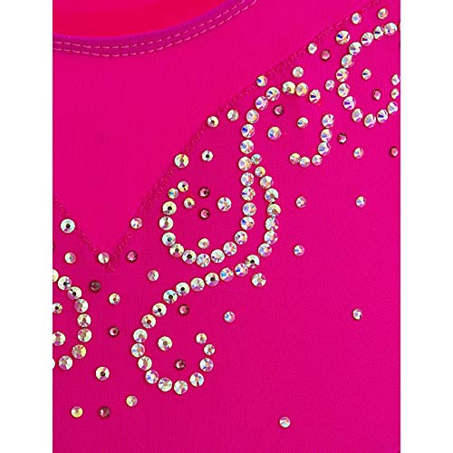 Pink Figure Skating Dress for Women & Girls - Long Sleeve Spandex Ice Skating Costume with Skirt (Size: Child 12) - Perfect for Competitions, Performances & Ice Shows