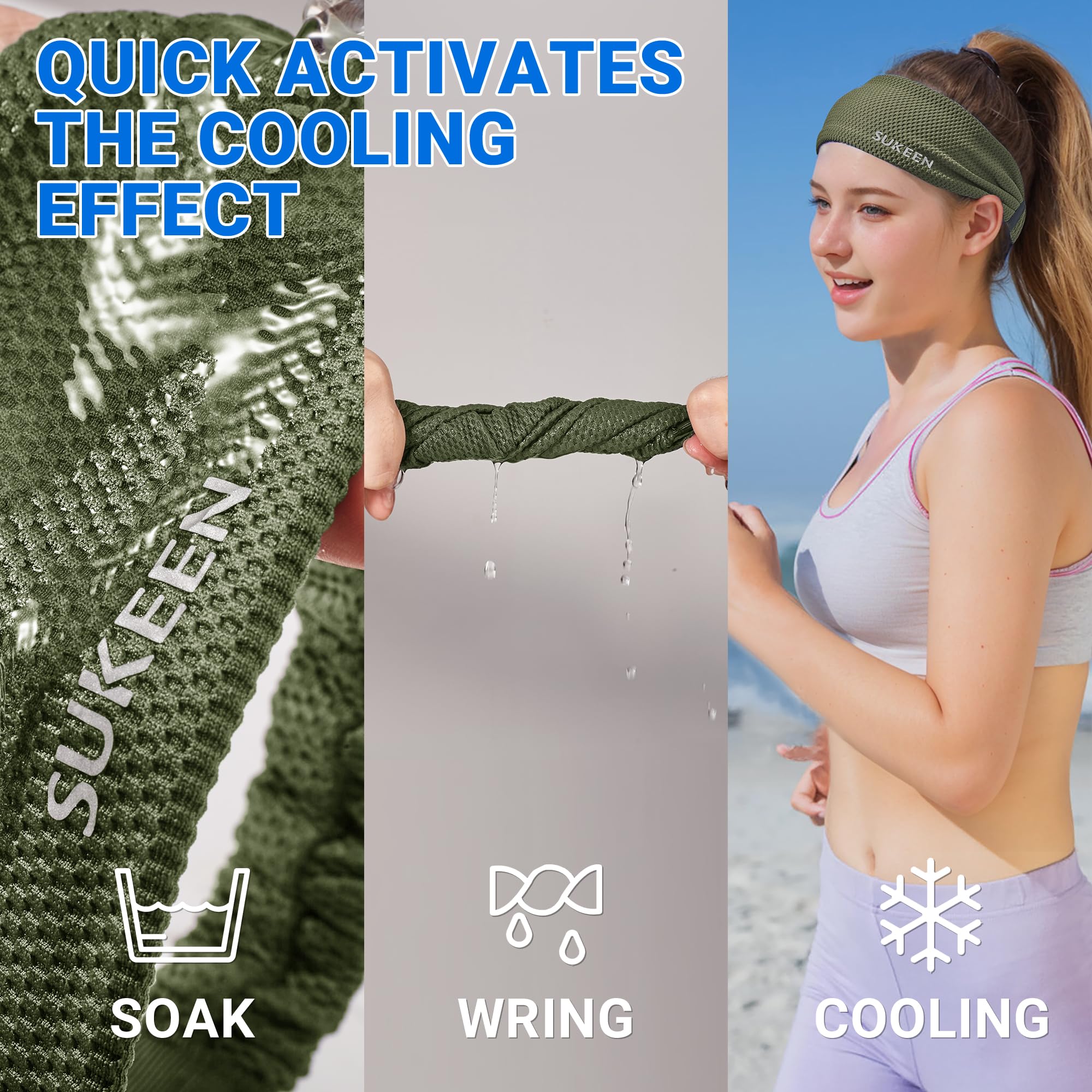 Premium Sukeen Workout Headbands for Women - Moisture Wicking, Non-Slip Cooling Sweatbands for Running, Yoga, Gym & Sports - Stay Cool During Intense Workouts