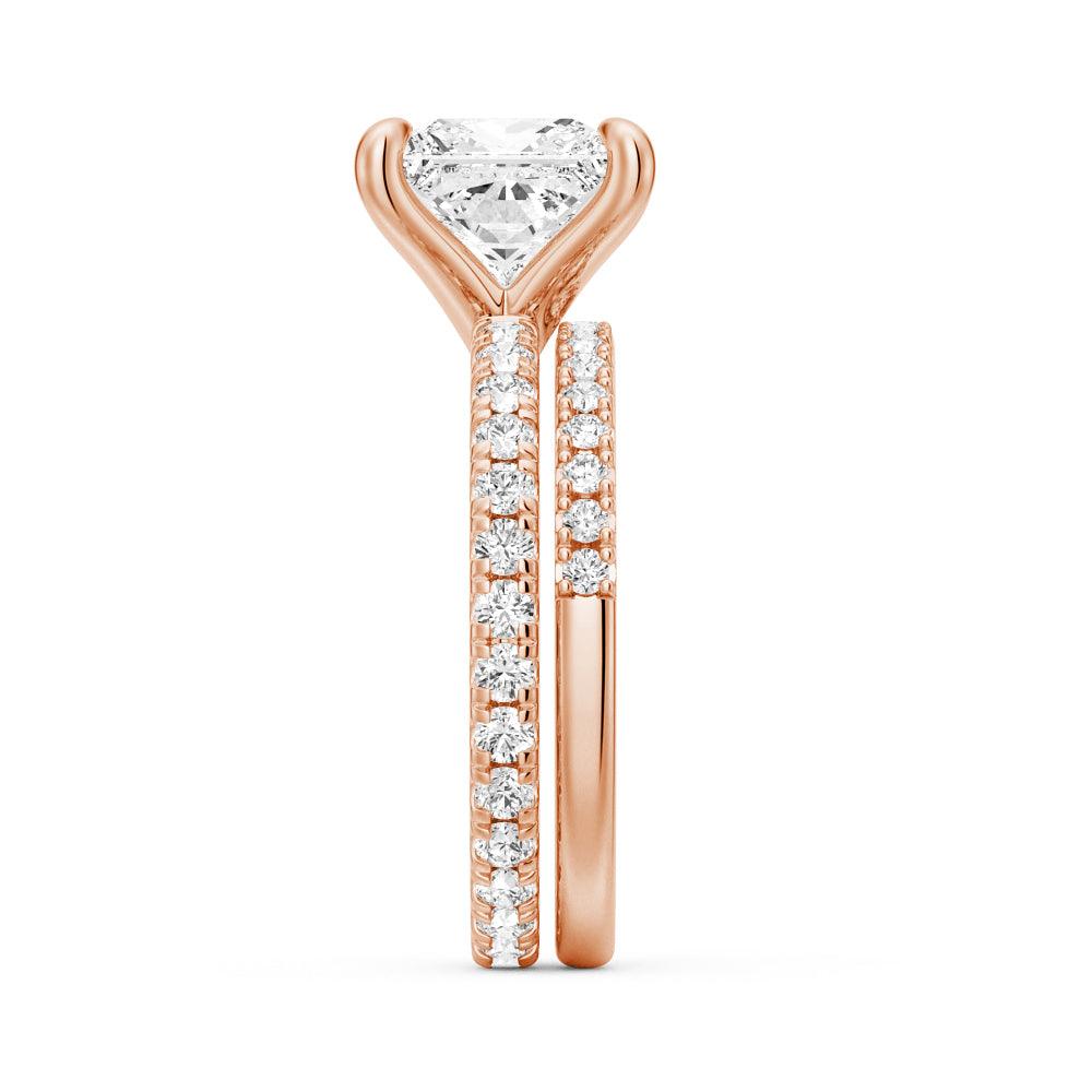 Princess Cut Moissanite Engagement Ring with Eternity Pave Band - Sparkling Wedding Jewelry for Brides, Anniversary Gifts & Romantic Proposals