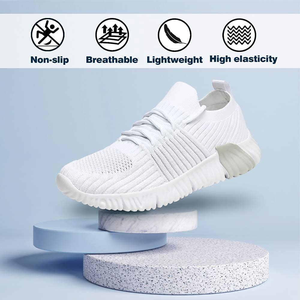 JSWEI Women's Walking Tennis Shoes - Breathable Slip-On Sneakers with Memory Foam & Air Cushion | Lightweight Comfortable Gym Shoes for Workouts, Walking & Casual Wear | Perfect for Running Errands, Travel & Everyday Activities