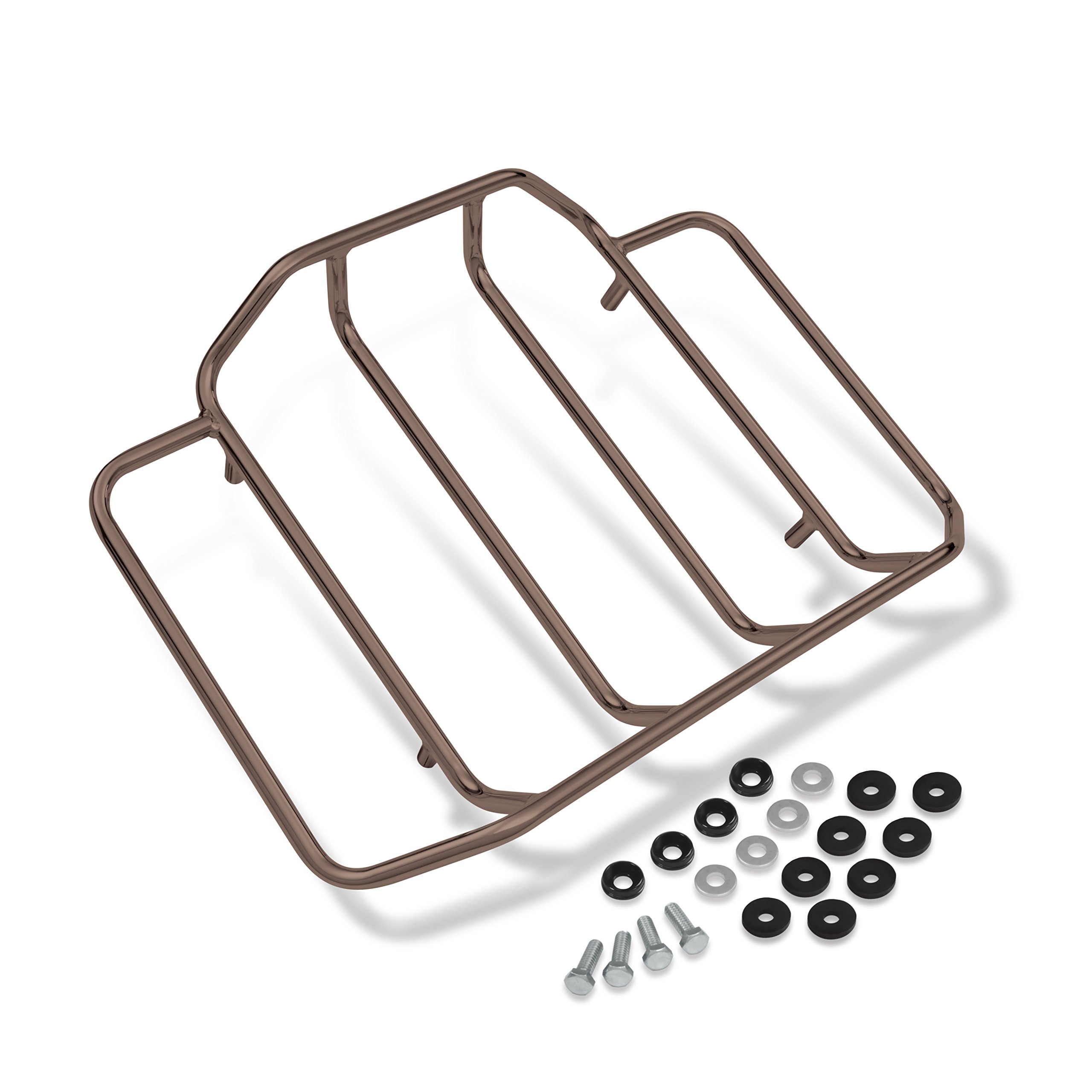 Show Chrome Accessories 91-306SK Motorcycle Luggage Rack - Smoke Black for Harley Davidson Touring Bikes | Perfect for Long Distance Rides & Road Trips