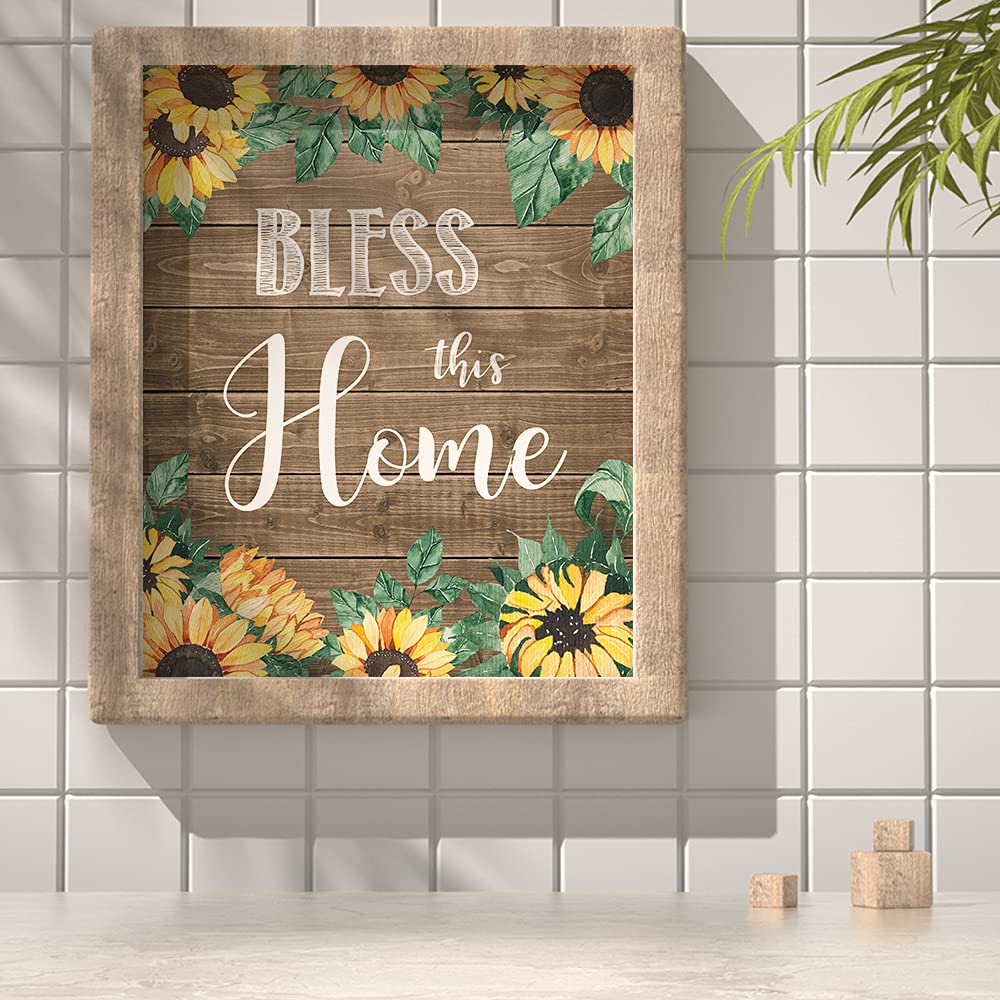 Sunflower Wall Art for Kitchen & Dining - Rustic Farmhouse Decor