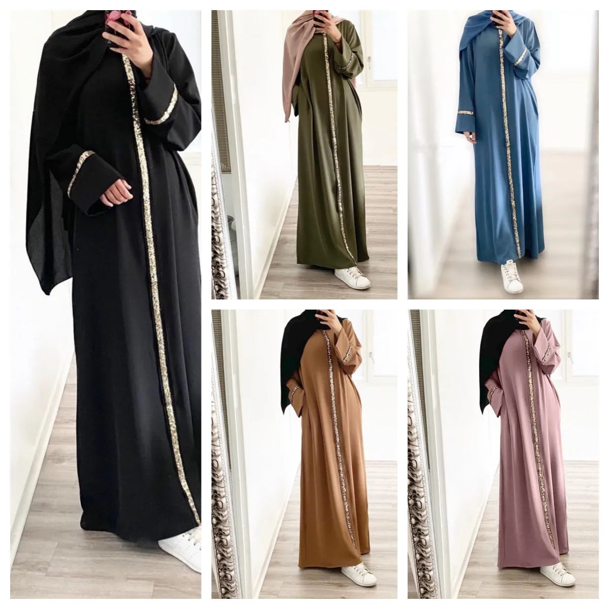 Elegant Sequin Chiffon Abaya Dress for Women - Modest Islamic Fashion for Parties, Weddings & Special Occasions