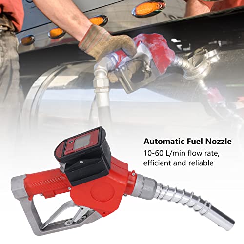 1in BSP Automatic Fueling Nozzle with Auto Shut Off - Aluminum Alloy Digital Meter for Gasoline/Diesel Fuel Transfer - Perfect for Gas Stations, Farms & Industrial Use