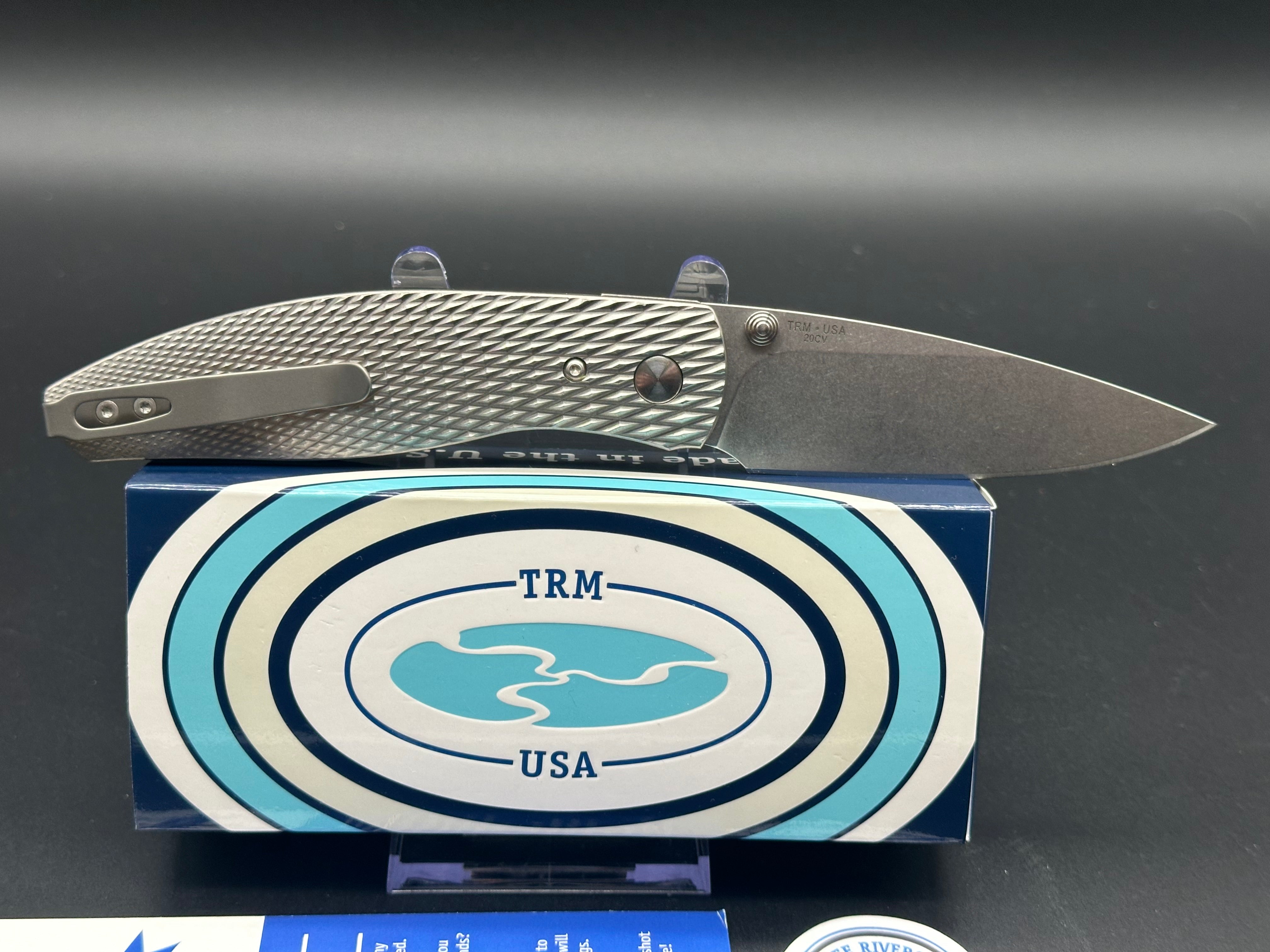 TRM Atom Linerlock Folding Knife - 3D Contoured Titanium Handle, EDC Pocket Knife for Outdoor Camping, Hiking & Everyday Carry | Three Rivers Manufacturing