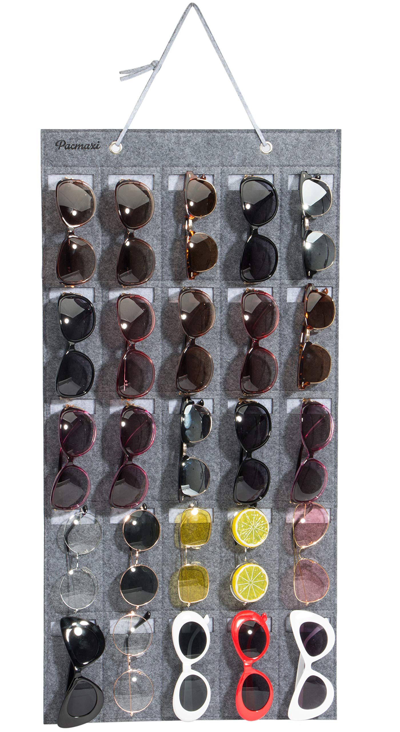 PACMAXI Sunglasses Organizer Wall Mount - Eyeglass Storage Holder & Eyewear Display for Sunglasses, Glasses, and Reading Glasses - Perfect for Bedroom, Bathroom, Entryway, and Retail Store Organization