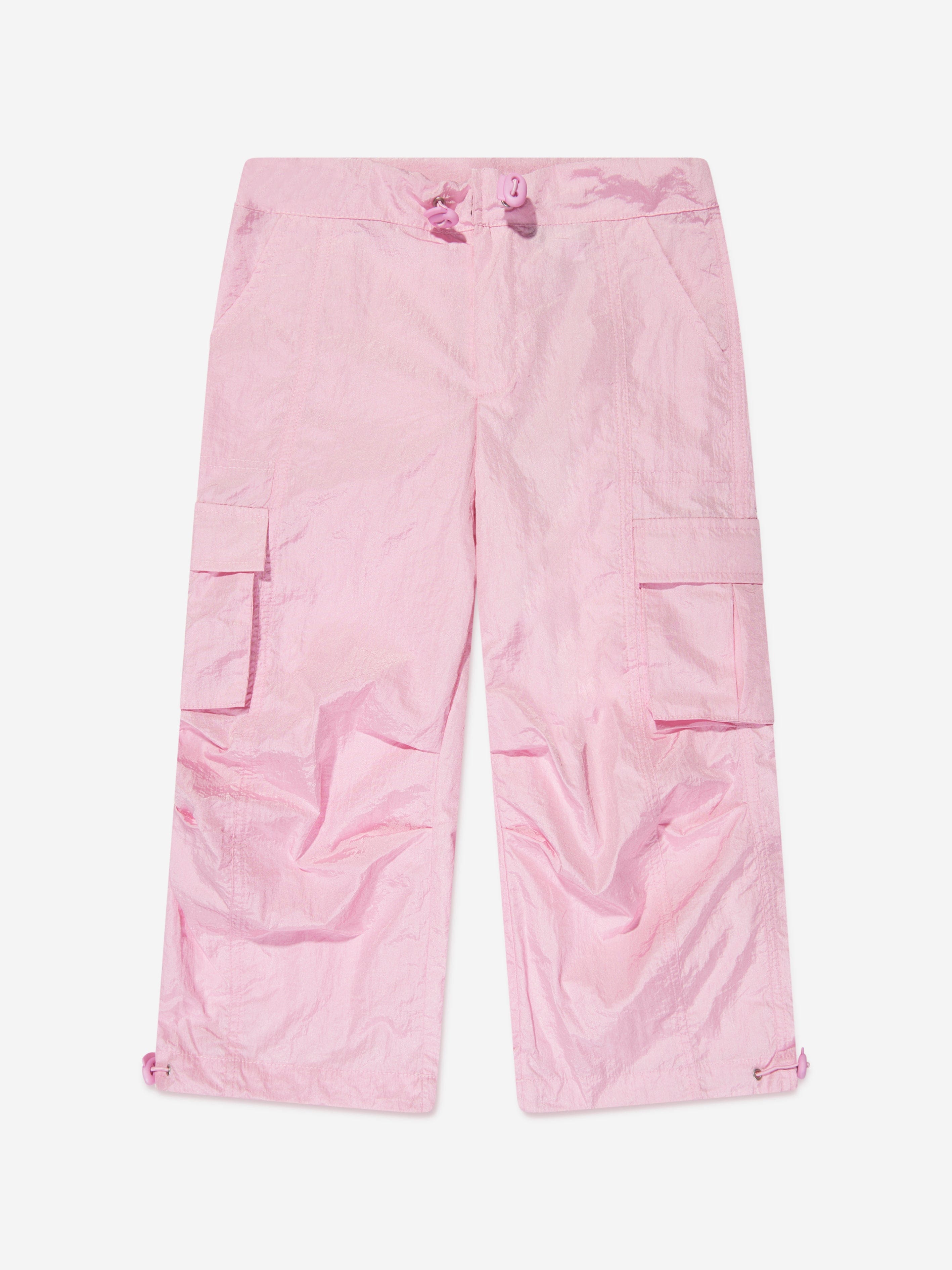 AY by AYLA Girls' Pink Nylon Cargo Pants - Stylish & Comfortable Outdoor Play & School Wear for Active Kids