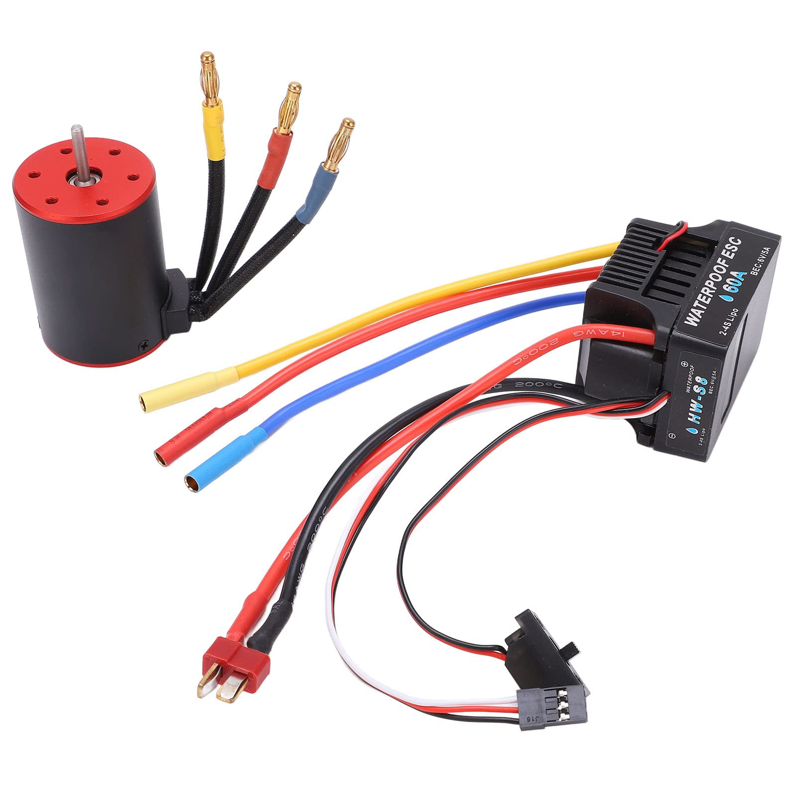 SPYMINNPOO 60A Brushless ESC & 3650 3100KV Waterproof Motor Combo for 1/10 RC Cars - High Performance Electric Speed Controller with Long Wire - Perfect for Off-Road Racing, Drifting and RC Hobbyists