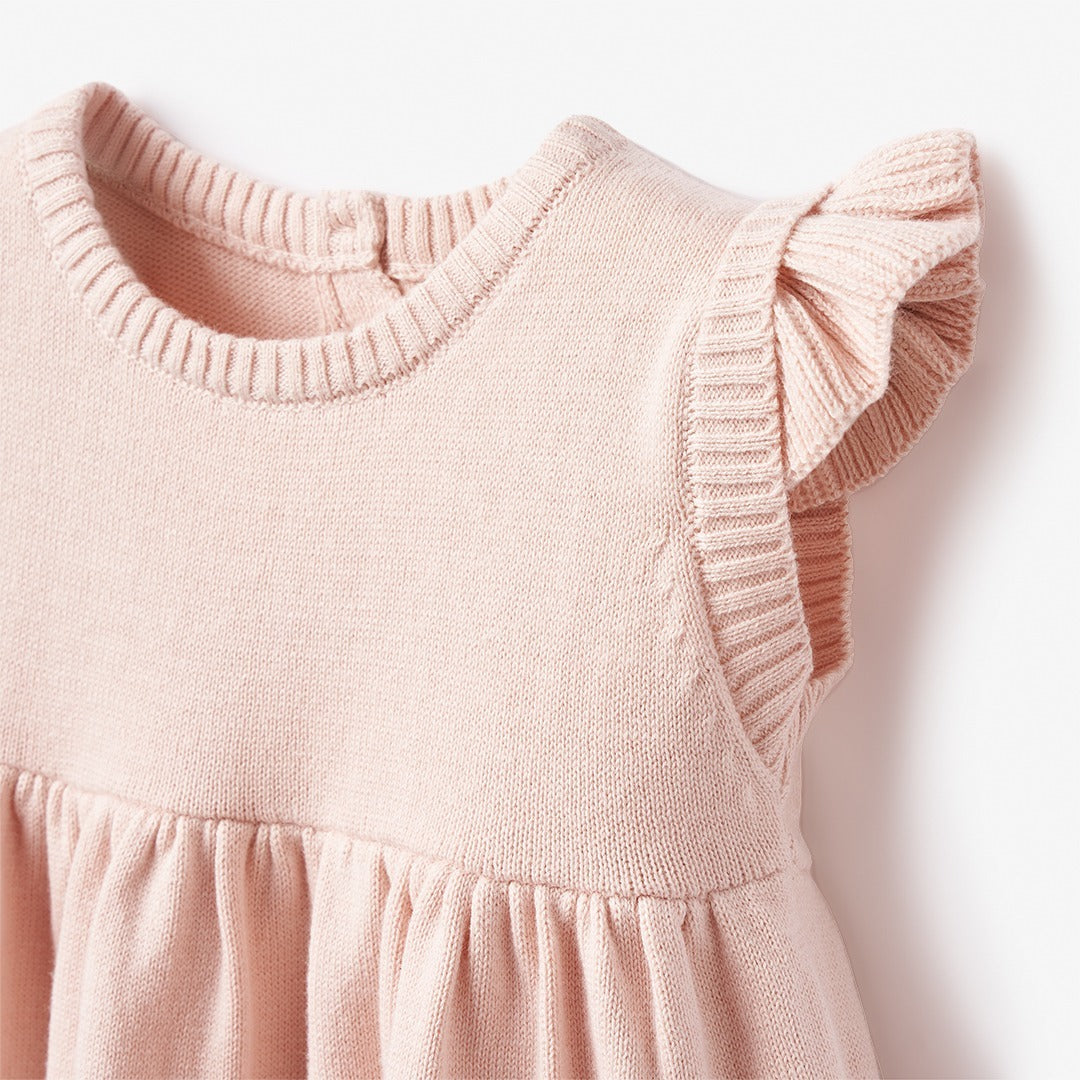 Flutter Sleeve Knit Baby Dress for Girls - Soft Cotton Summer Garden Picnic Outfit | Perfect for Outdoor Play, Photo Shoots & Special Occasions