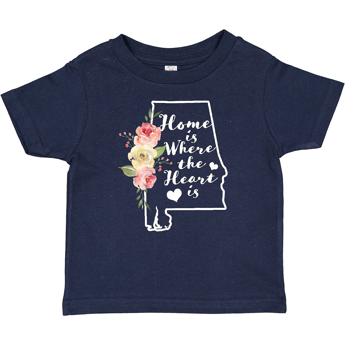 Inktastic Alabama Home Where The Heart Is Watercolor Floral Baby T-Shirt - Soft Cotton Cute Outfit for Newborns, Infants & Toddlers - Perfect for Family Photos, Birthdays & Everyday Wear