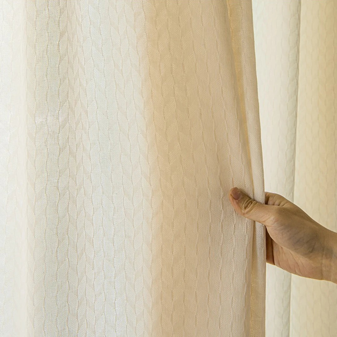Eleanor Ivory Mesh Embossed Custom Semi-Sheer Curtains - Elegant Window Treatment for Living Room, Bedroom & Nursery