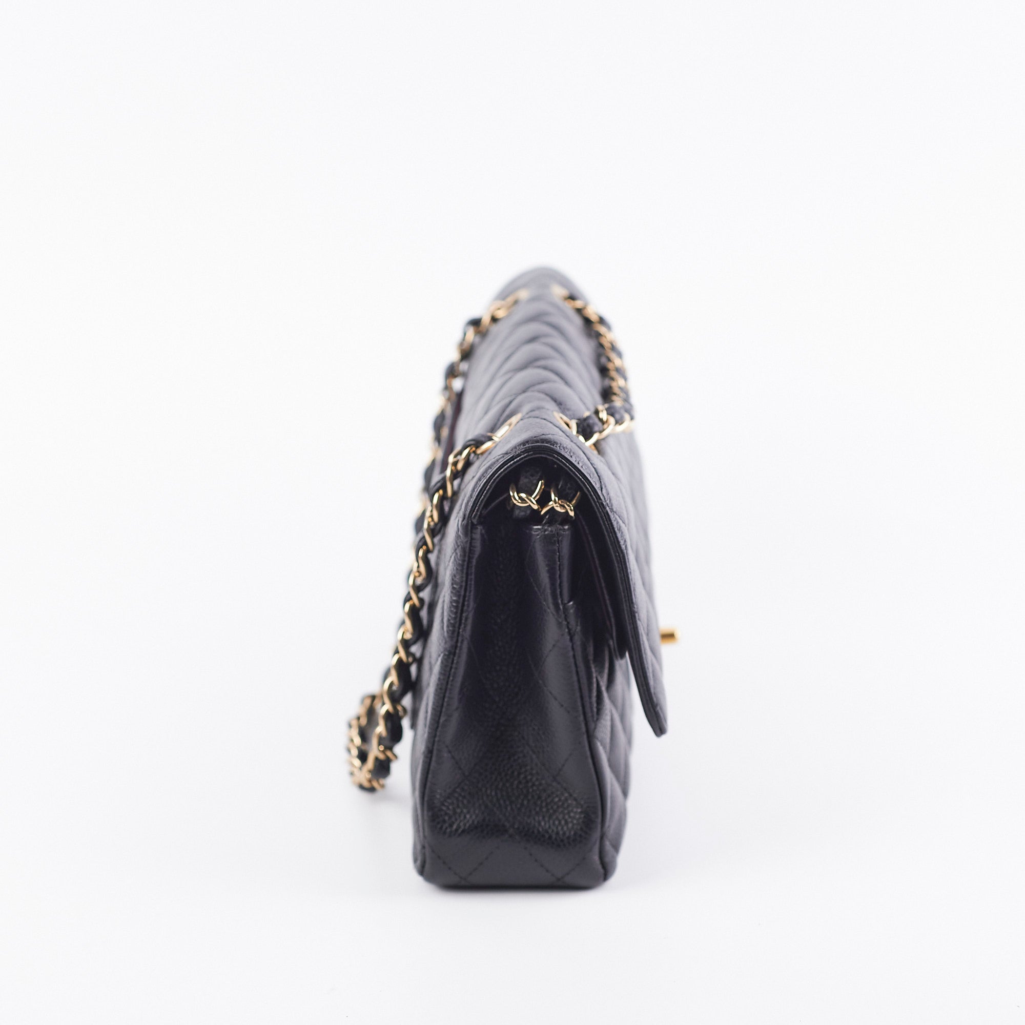 Chanel Medium/Large Caviar Double Classic Flap Black Handbag - Luxury Designer Crossbody Purse for Women | Perfect for Work, Evening Events & Special Occasions