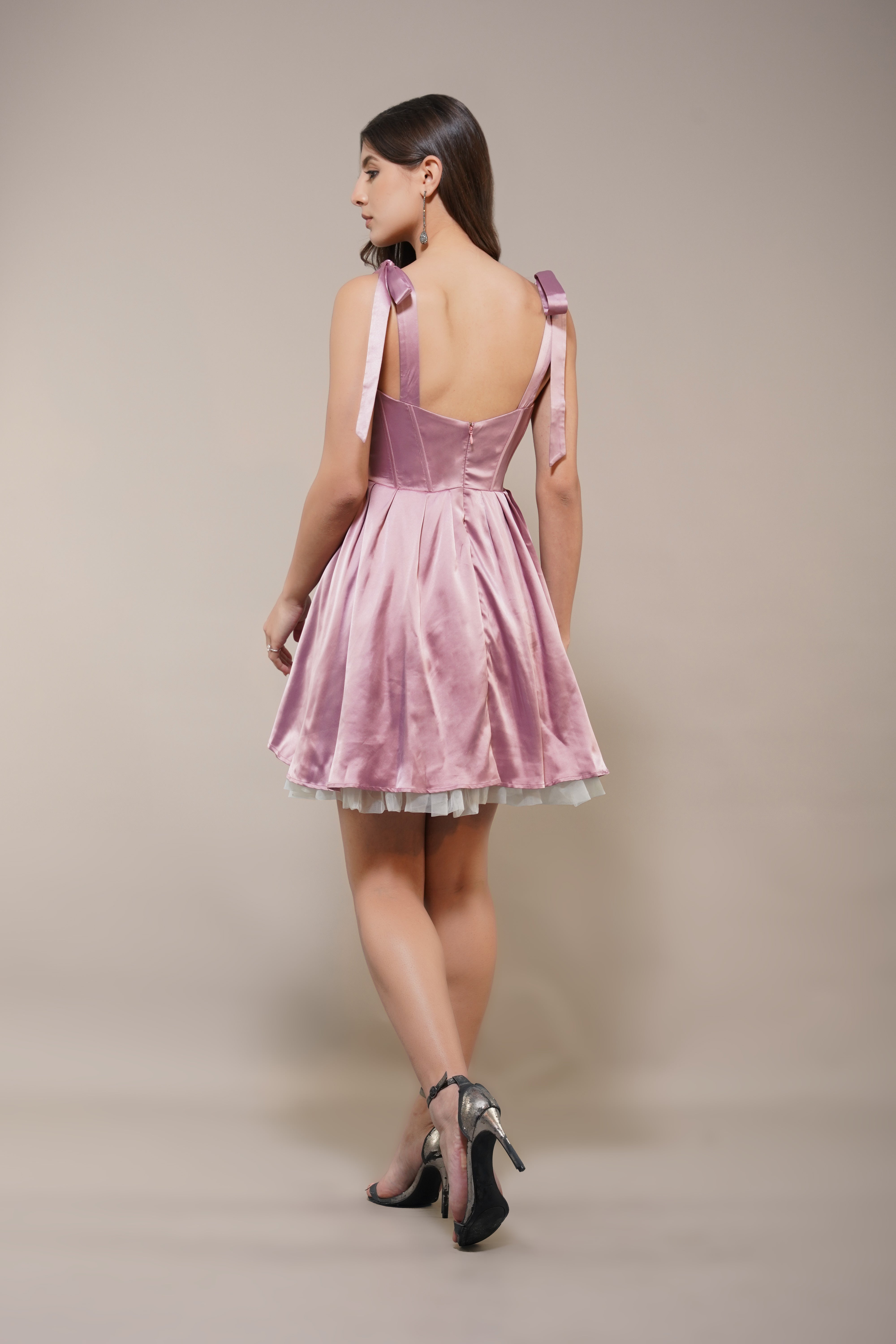 Amai Mini Dress in Dusty Pink - Flowy Summer Dress for Women, Casual & Party Wear, Perfect for Dates, Beach Vacations & Night Out
