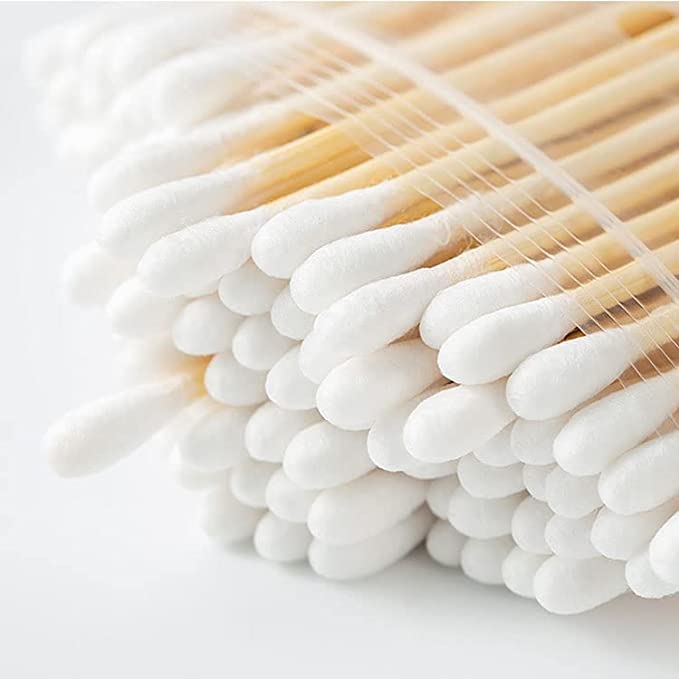 Anshri 500 Count Bamboo Cotton Swabs - 100% Natural Eco-Friendly Cotton Buds for Adults & Babies | Gentle Ear Cleaning, Makeup Application, First Aid & Crafting