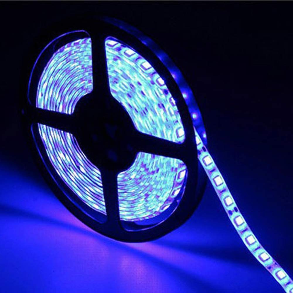 12V Blue LED Strip Light 16.4ft Waterproof Flexible Rope Light - 300 SMD5050 LEDs for Home Decor, Party Lighting, Under Cabinet, Bedroom - 12V Power Supply Not Included - Perfect for DIY Projects, Car Accent Lighting, and Outdoor Decorations
