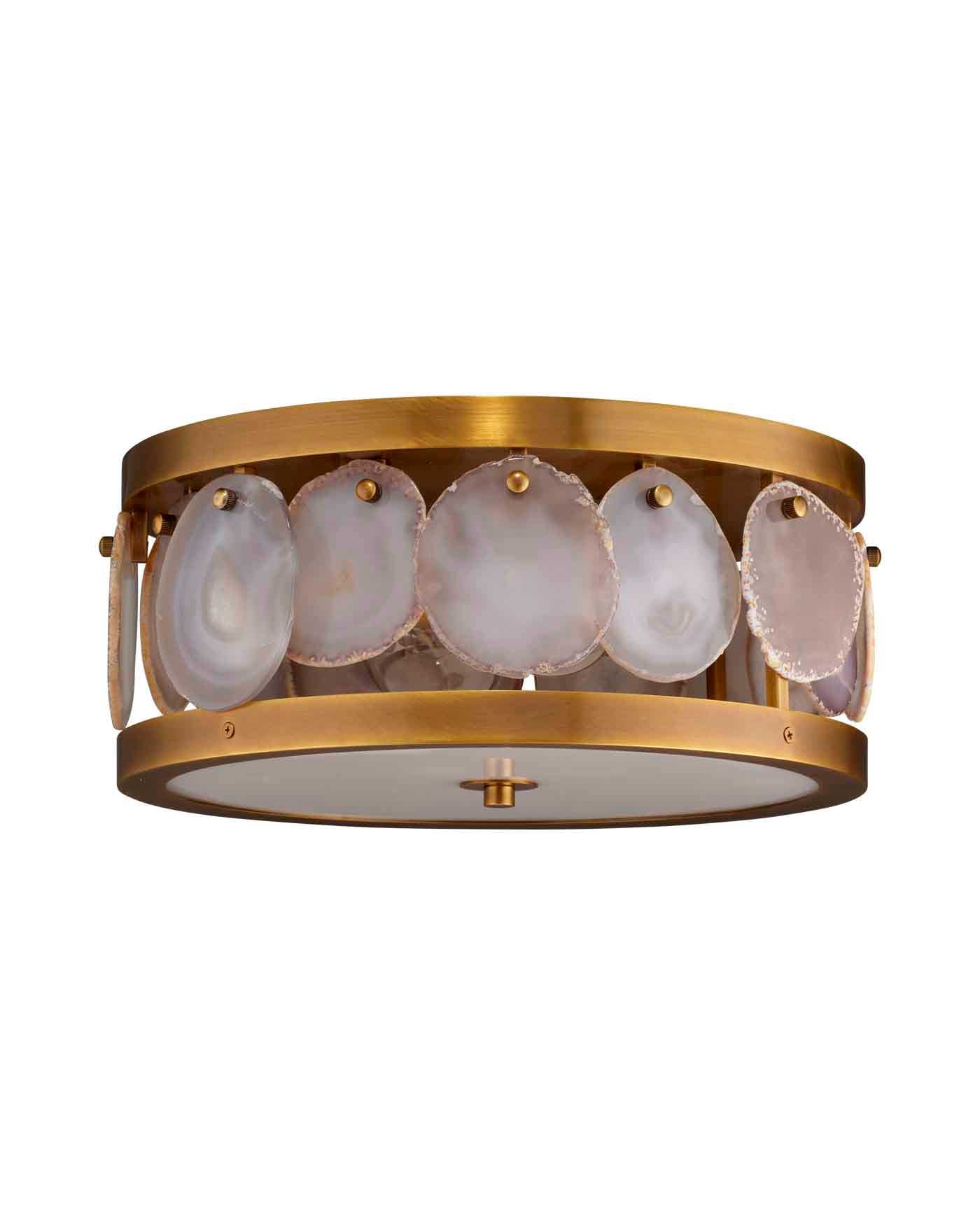 Upsala Agate Flush Mount Ceiling Light - Small Modern Crystal Chandelier for Bedroom, Living Room, Hallway & Dining Room Lighting