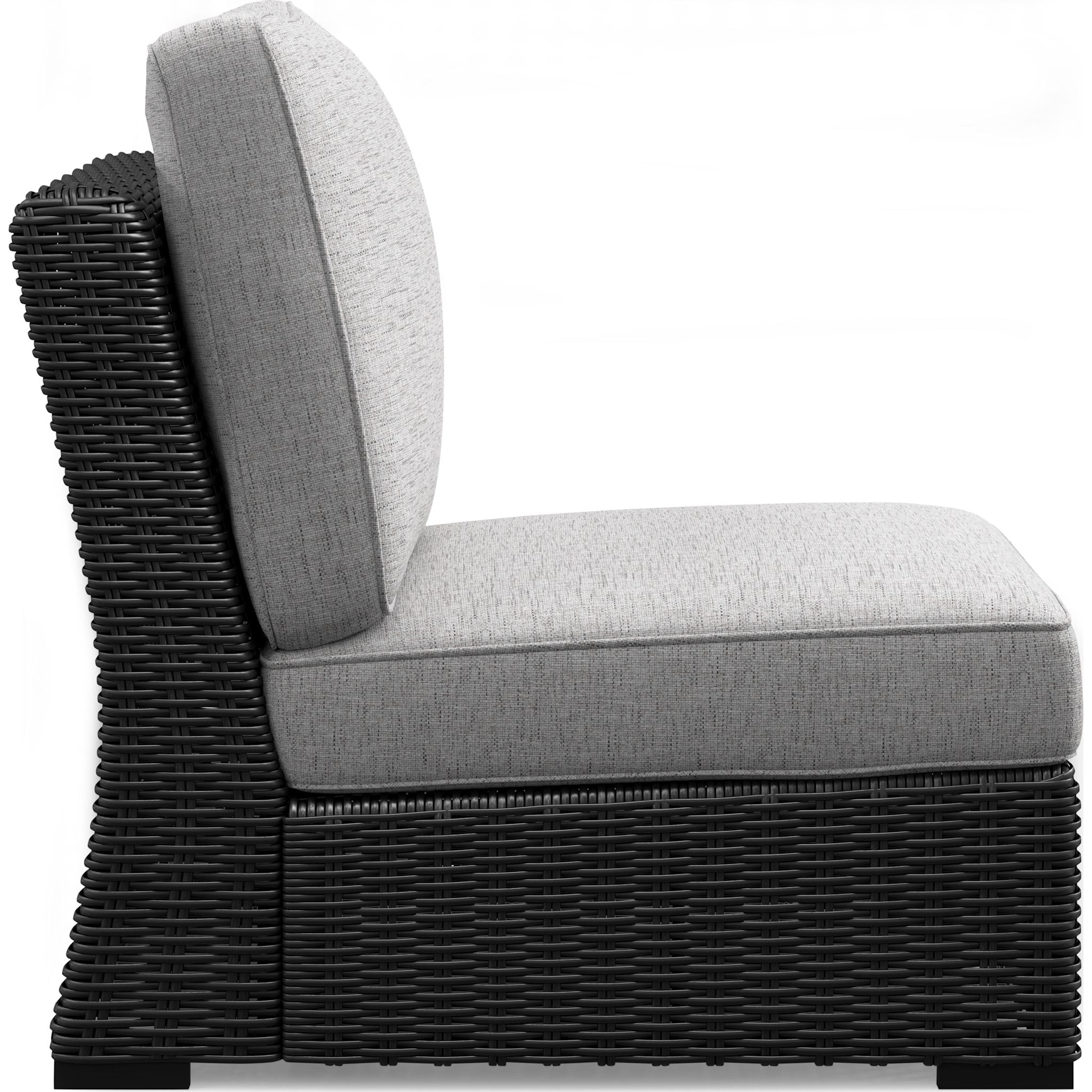 Beachcroft Outdoor Armless Chair with Cushion - Black/Light Gray - Perfect for Patio, Poolside, Garden & Backyard Relaxation