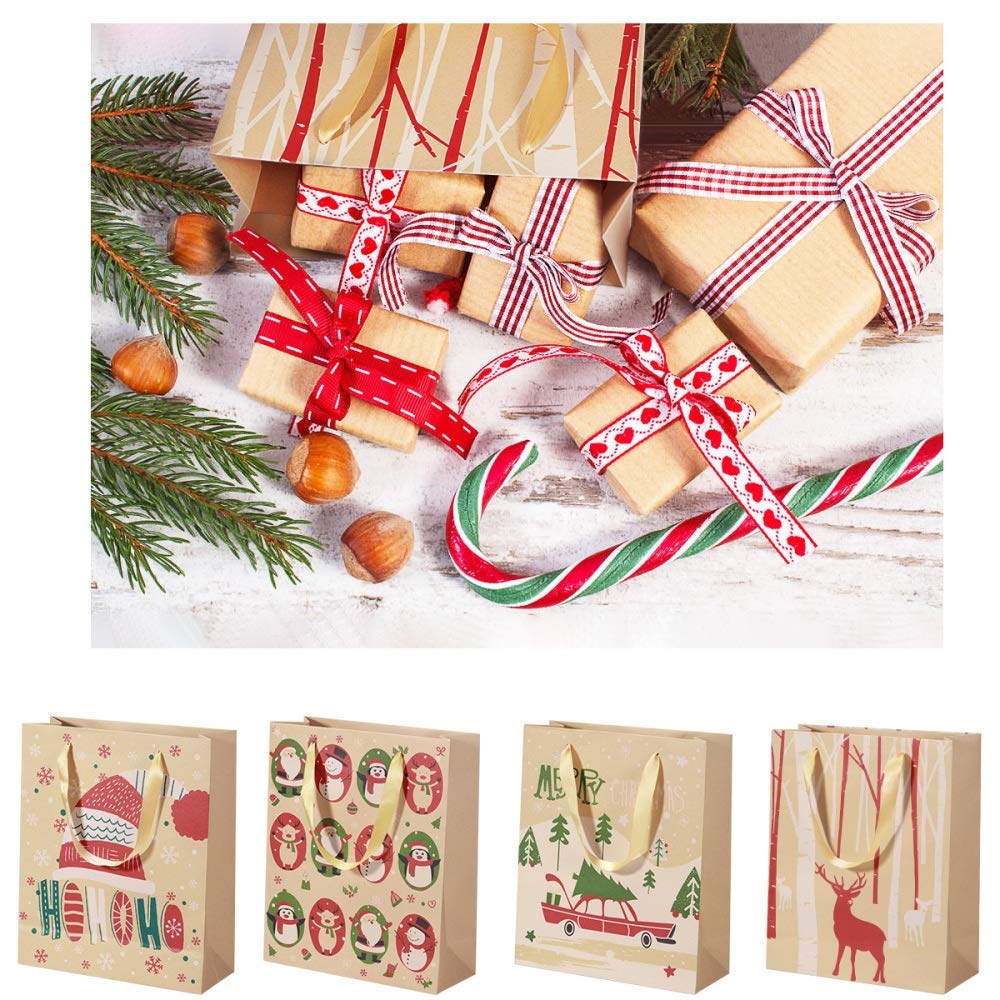 24pcs Kraft Paper Gift Bags with Handles - Eco-Friendly Party Favor Bags for Christmas, Birthday, Baby Shower & Wedding - Small Brown Paper Bags for Candy, Cookies, Gifts & Party Favors