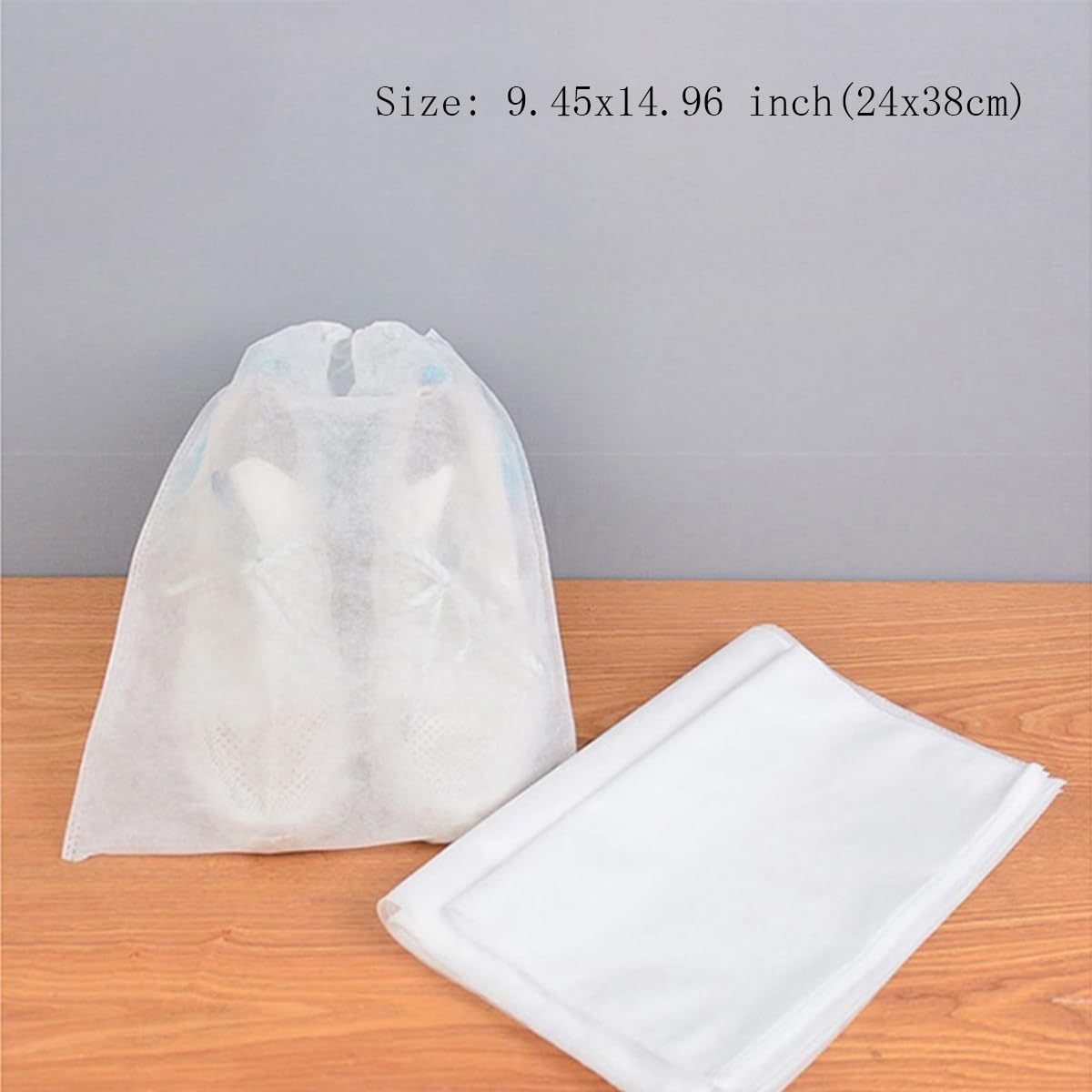 40 Pcs Shoe Dust Bags 9.45x14.96 Inch - Breathable Non-Woven Fabric Storage Pouches with Drawstring for Handbags, Shoes, Purses - Perfect for Travel, Storage & Organizing Closet