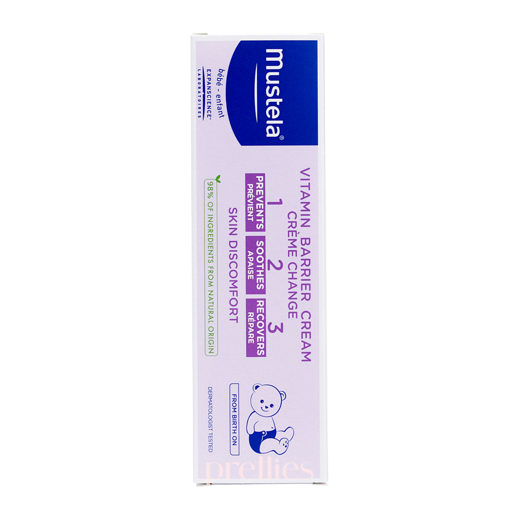 Mustela Vitamin Barrier Cream 100ml - Soothing Baby Diaper Rash Cream with Zinc Oxide & Vitamin B5 - Gentle Protection for Sensitive Skin - Perfect for Diaper Changes & Skin Irritation Relief