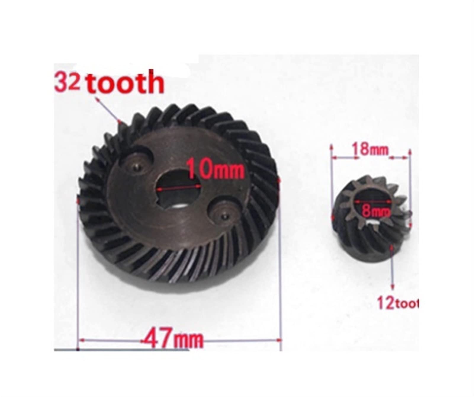 8mm & 10mm Inner Hole Helical Bevel Gear Set - 12 & 32 Teeth Step Miter Gears for Angle Grinder & Power Tools | Perfect for DIY Projects, Metalworking & Woodworking