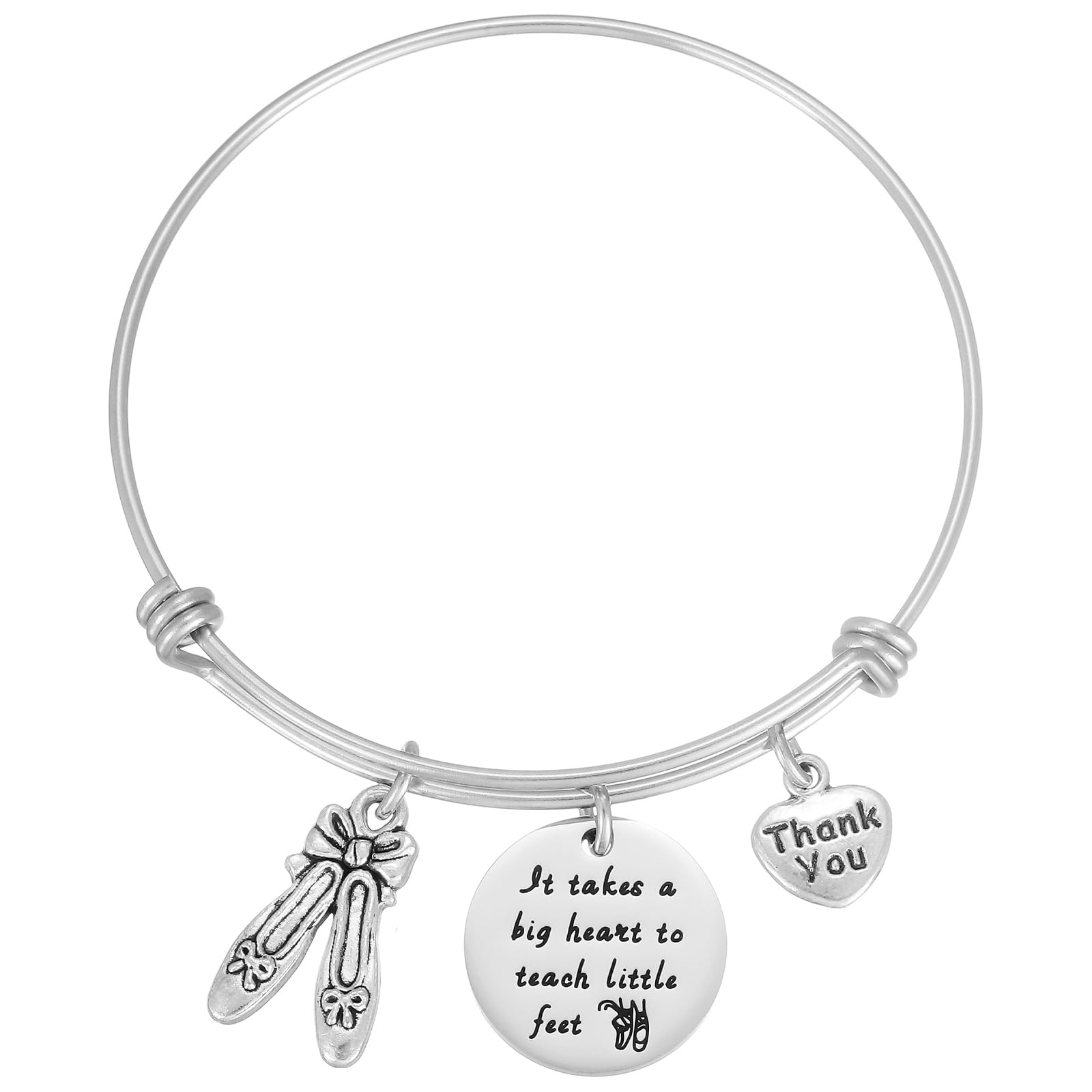 Kivosliviz Dance Teacher Appreciation Bracelet - Inspirational 'It Takes A Big Heart To Teach Little Feet' Jewelry Gift for Dance Instructors | Perfect for Teacher Appreciation Week, Graduation, or Thank You Present