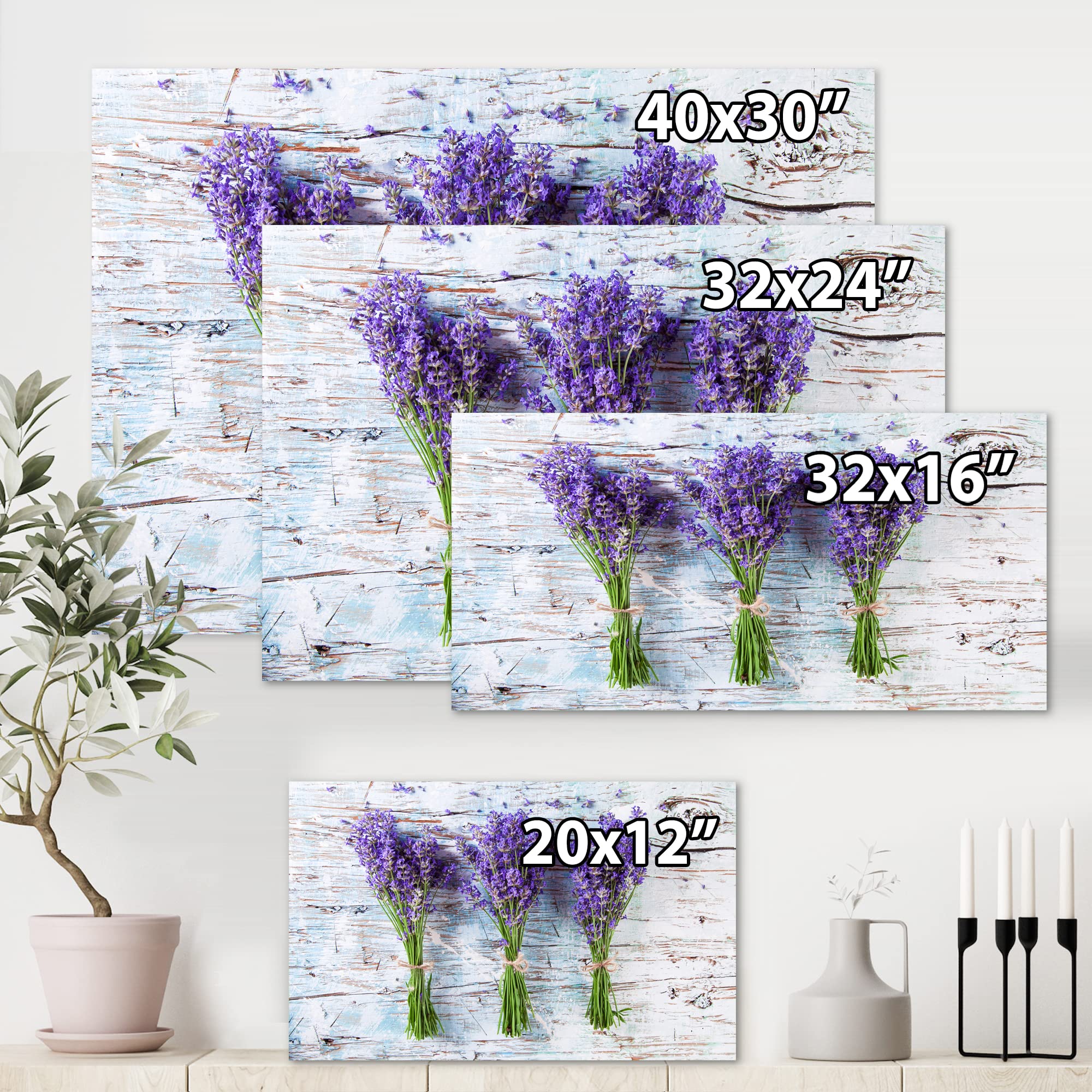 Fresh Lavender on Wood Farmhouse Canvas Wall Art - Rustic Floral Home Decor for Living Room, Bedroom & Office