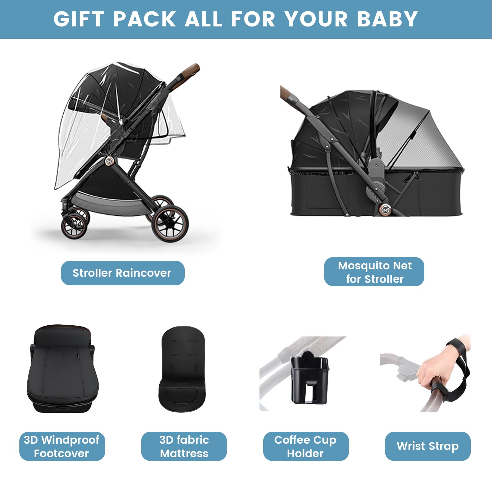 3-in-1 Convertible Baby Stroller with Bassinet - Lightweight Foldable Travel Stroller for Newborns to Toddlers | One-Hand Fold, Reversible Seat & Extra Storage | Perfect for Shopping, Travel & Daily Walks