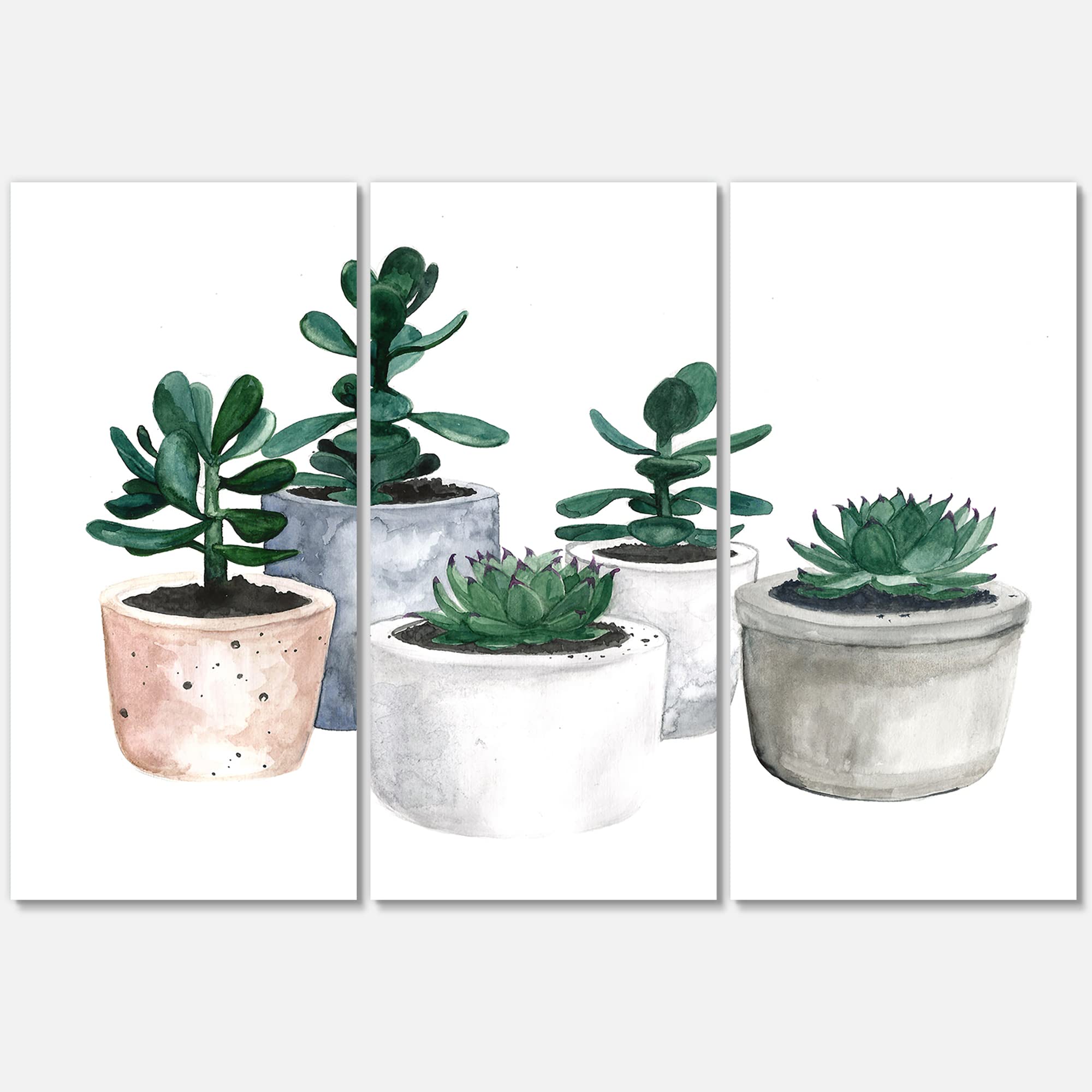 DesignQ Cactus and Succulent House Plants VI Farmhouse Canvas Wall Art - Botanical Home Decor for Living Room, Bedroom & Office