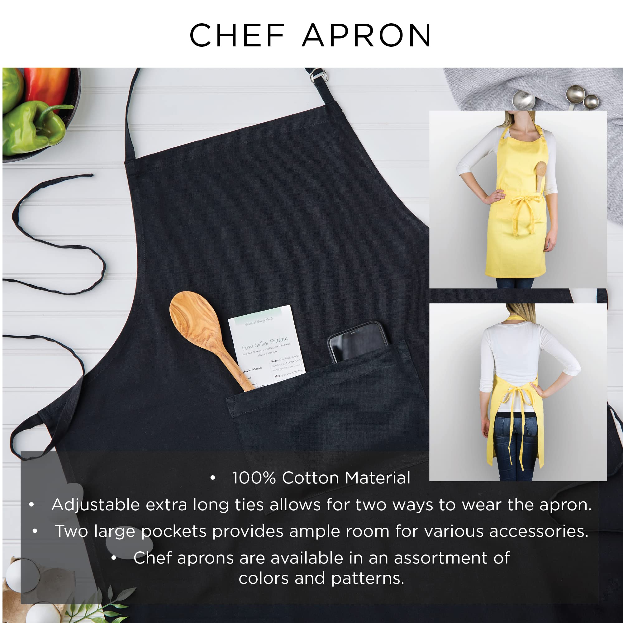 DII Everyday Basic Kitchen Collection - Chef Apron in Neon Green | Premium Cooking Apron for Chefs, Bakers & Home Cooks | Perfect for Cooking, Baking, Grilling & Kitchen Work