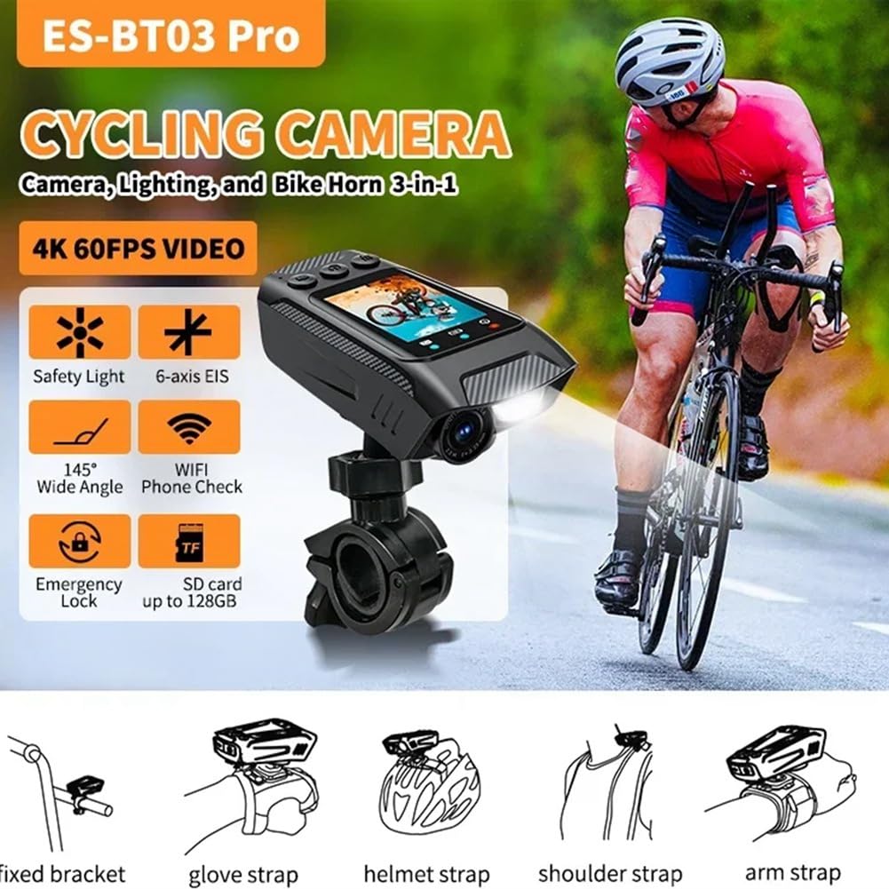 Osmond 3-in-1 4K Sports Camera - Waterproof Helmet Cam, Bike Dash Cam & Motorcycle Camera with LED Light & Bluetooth Speaker | Perfect for Cycling, Motorcycling, Skiing & Outdoor Adventures