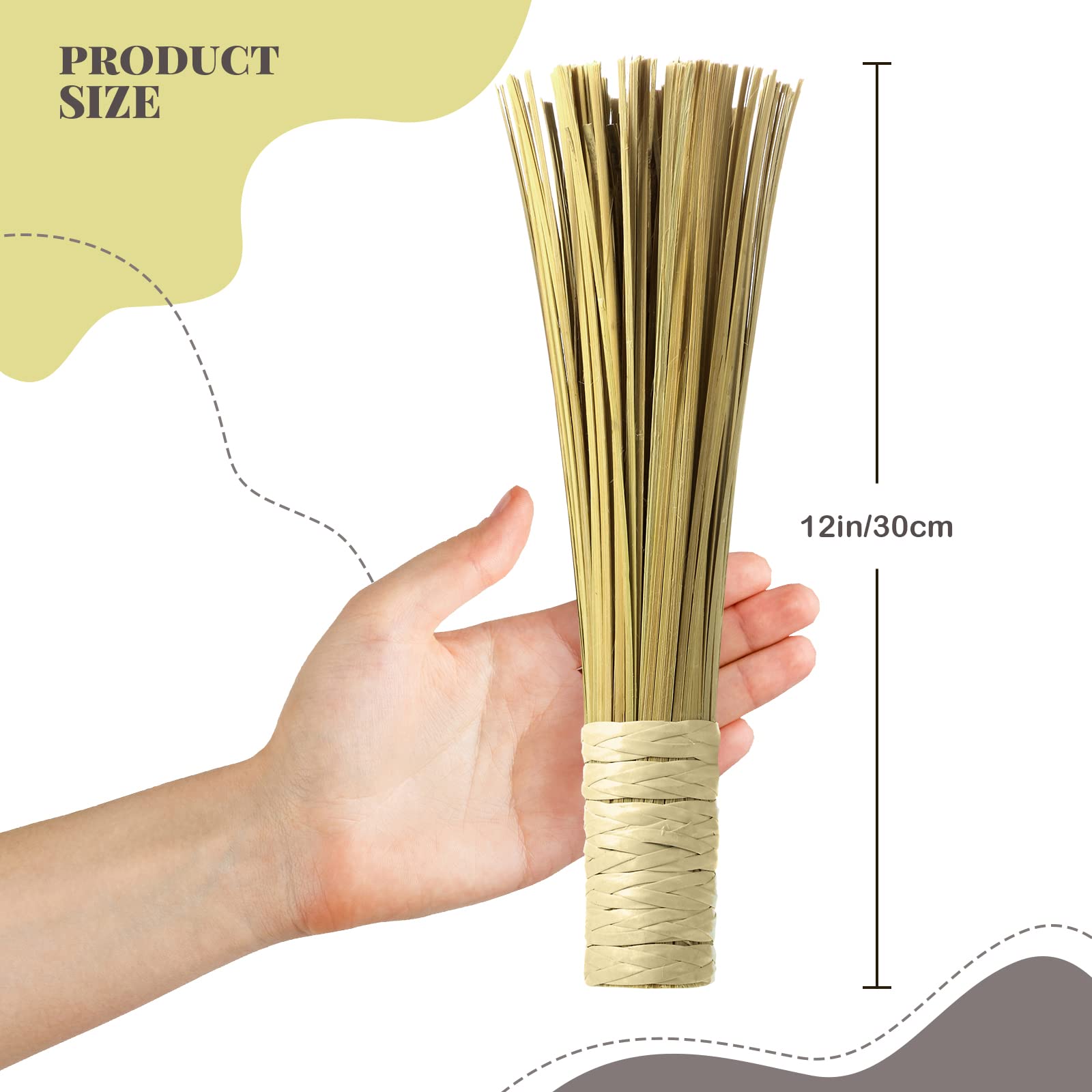 12 Inch Bamboo Wok Brush Set - 4 Pack Natural Bamboo Scrub Brushes for Pots, Pans, Skillets & Grill Cleaning - Heavy Duty Kitchen Scraper & Dish Cleaning Brush for Nonstick Cookware - Perfect for Camping, BBQ & Home Cooking