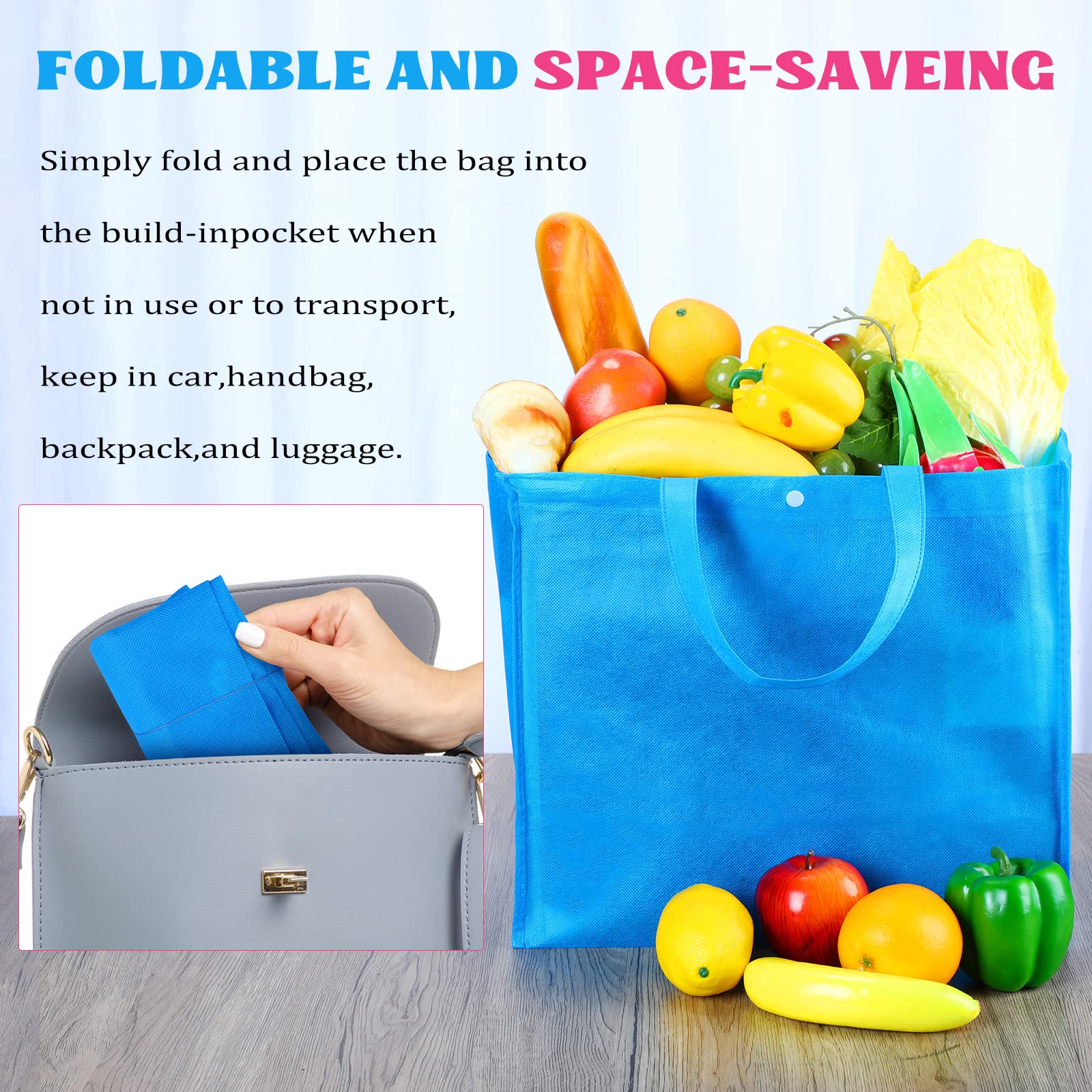 48 Pack Reusable Grocery Bags - Large 13