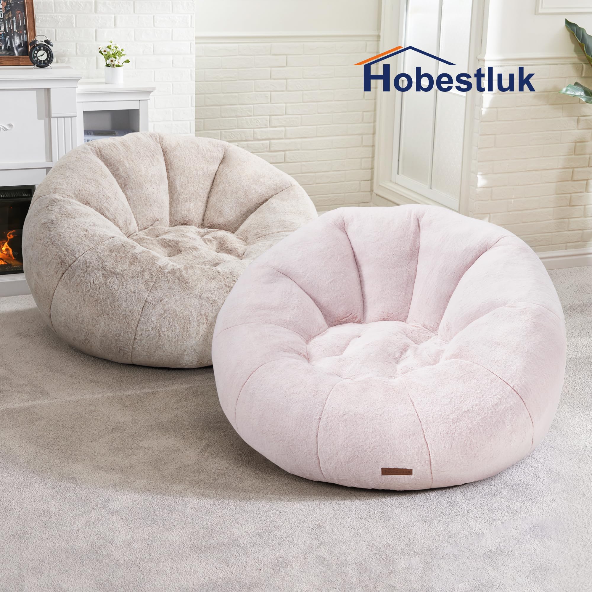 Hobestluk Large Bean Bag Chair for Adults - Oversized Comfy Bean Bag Sofa with Spacious Design, Perfect for Reading, Gaming, Movie Nights & Relaxing (Brown) - Living Room, Bedroom, Dorm & Lounge Essential
