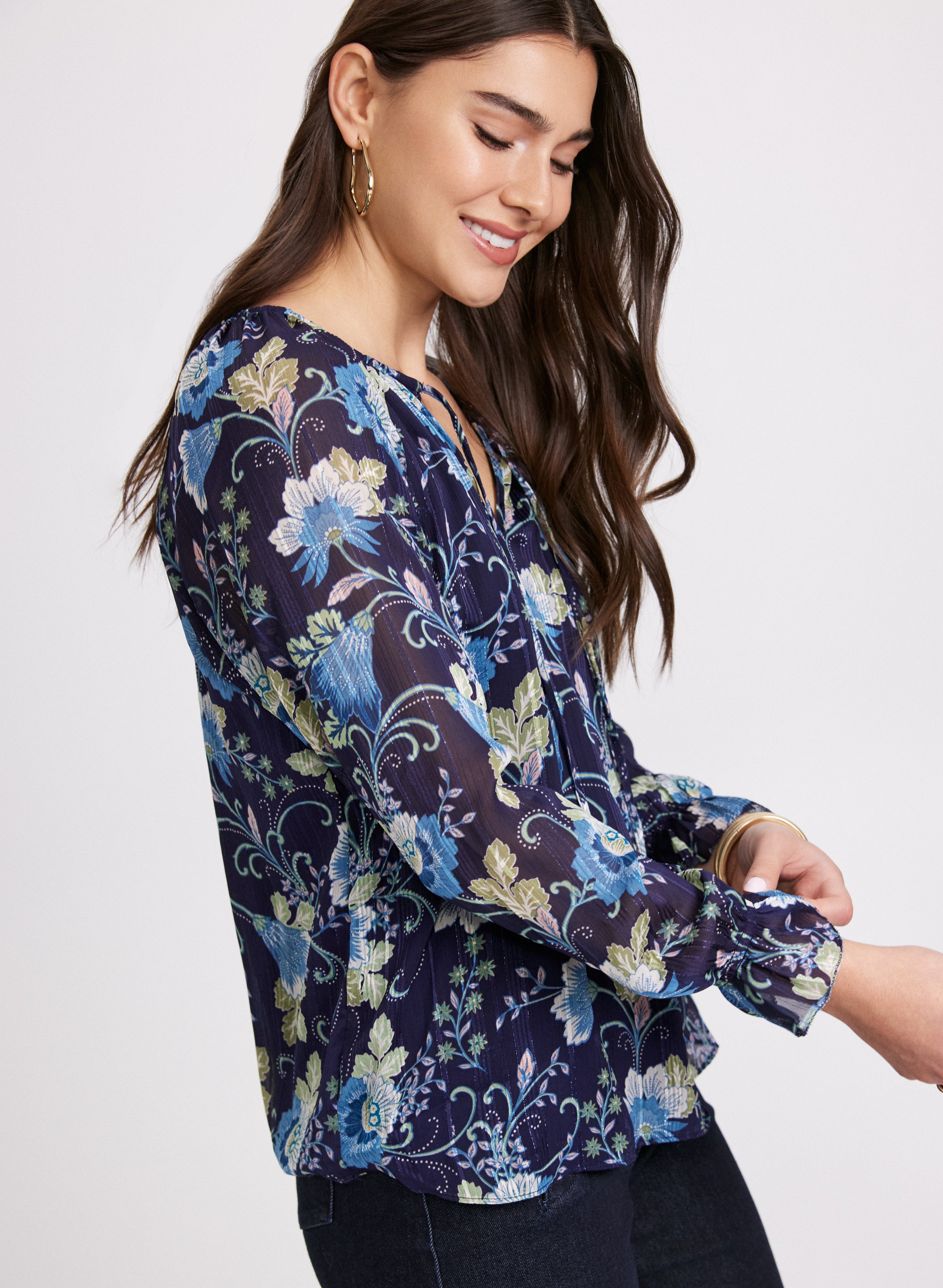 Floral Print Blouse for Women - Elegant Flowy Summer Tops - Boho Chic Casual Shirt for Office, Date Night & Vacation Outfits