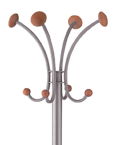 Stylish Coat Rack with 4 Knobs & 4 Hooks - Steel & Wood Construction in Metallic Gray & Mahogany - Perfect for Entryway, Bedroom or Office Organization