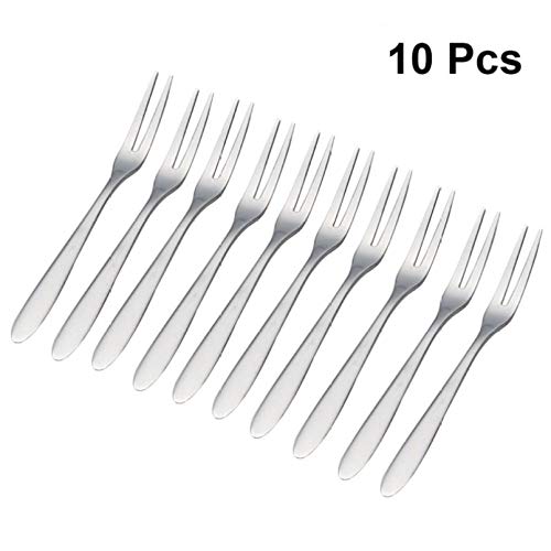 10-Piece Stainless Steel Cocktail Forks Set - Elegant Fruit Picks for Desserts, Appetizers & Party Platters - Perfect for Weddings, Cocktail Parties & Home Entertaining