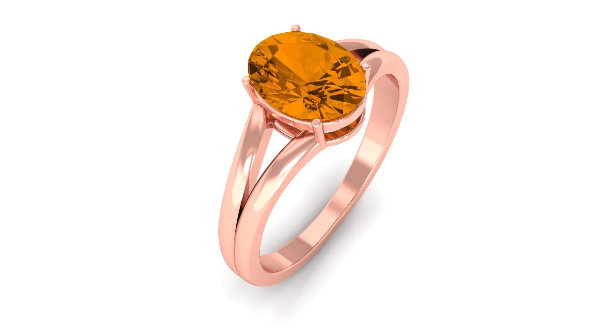 6x8mm Oval Cut Genuine Citrine Solitaire Ring for Women - 14K Solid Gold November Birthstone Jewelry - Perfect for Birthdays, Anniversaries & Special Occasions