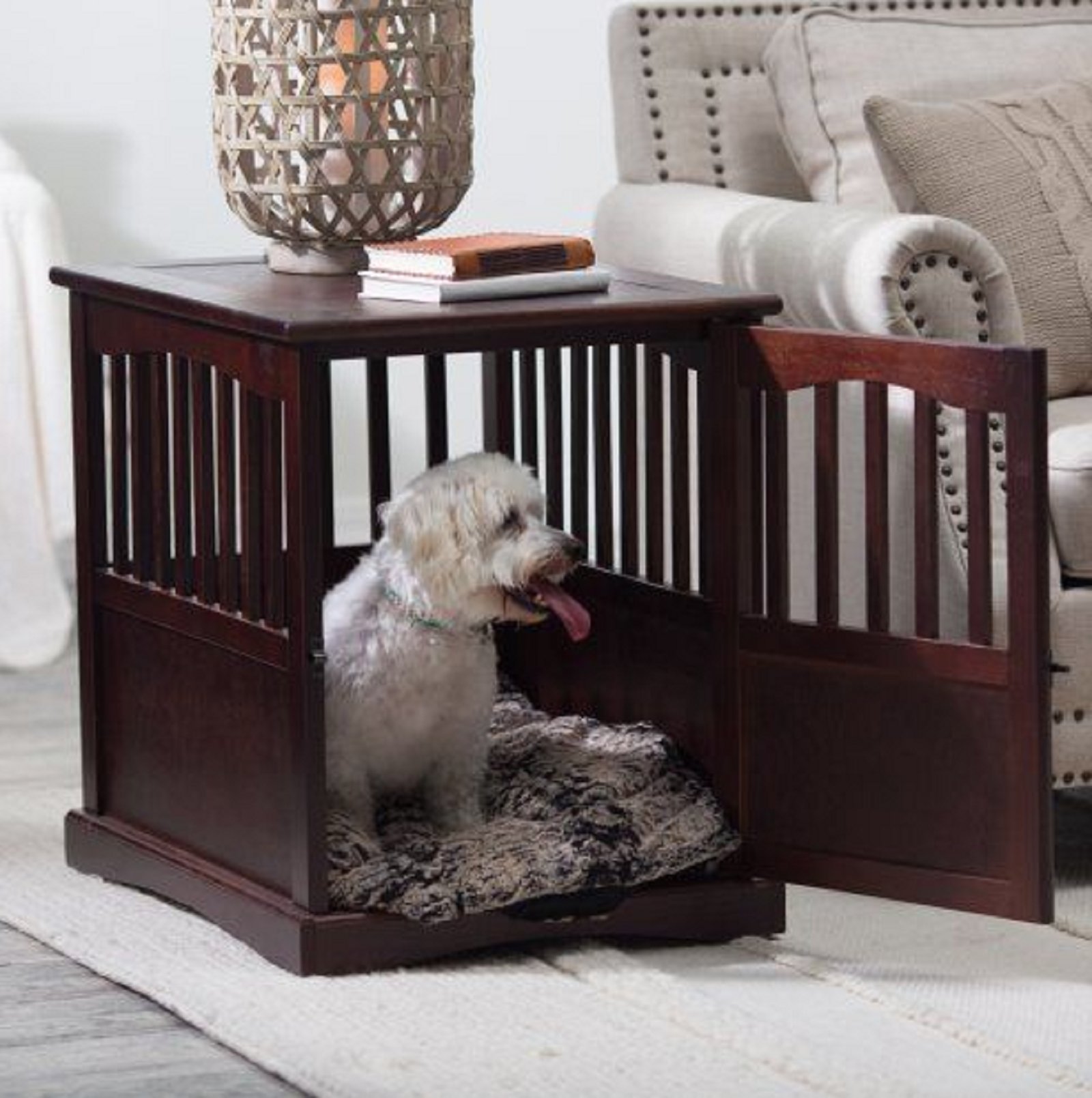 Premium Wooden Pet Crate End Table - Multi-Functional Dog Kennel & Indoor House Bed for Small Pets | Perfect for Living Rooms, Bedrooms & Home Decor