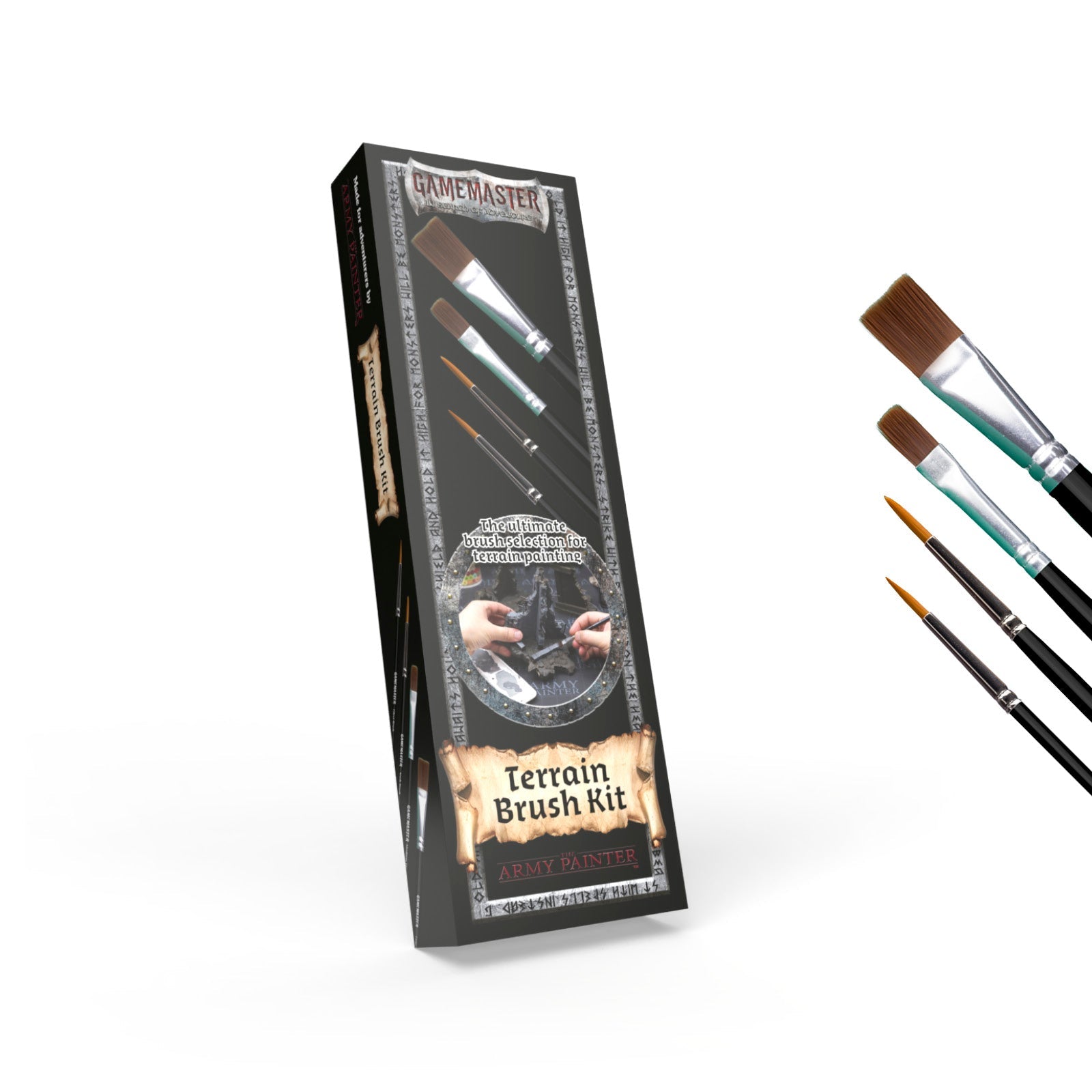 GameMaster Terrain Brush Kit - Premium Miniature Painting Brushes for Wargaming & Tabletop RPG Scenes - Perfect for Warhammer, D&D, and Model Painting