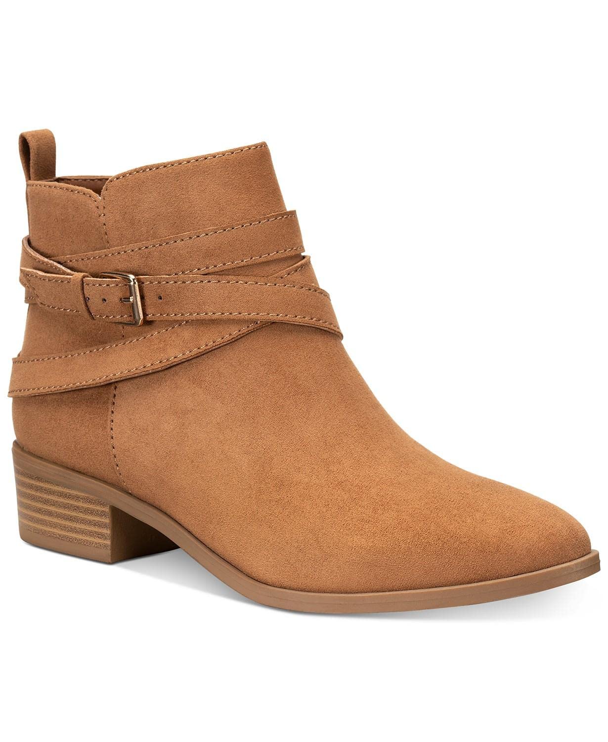 Women's Microsuede Zip-Up Ankle Boots - Tan Size 7.5 Medium (B,M) | Comfortable Casual & Dressy Booties for Fall, Winter & Everyday Wear
