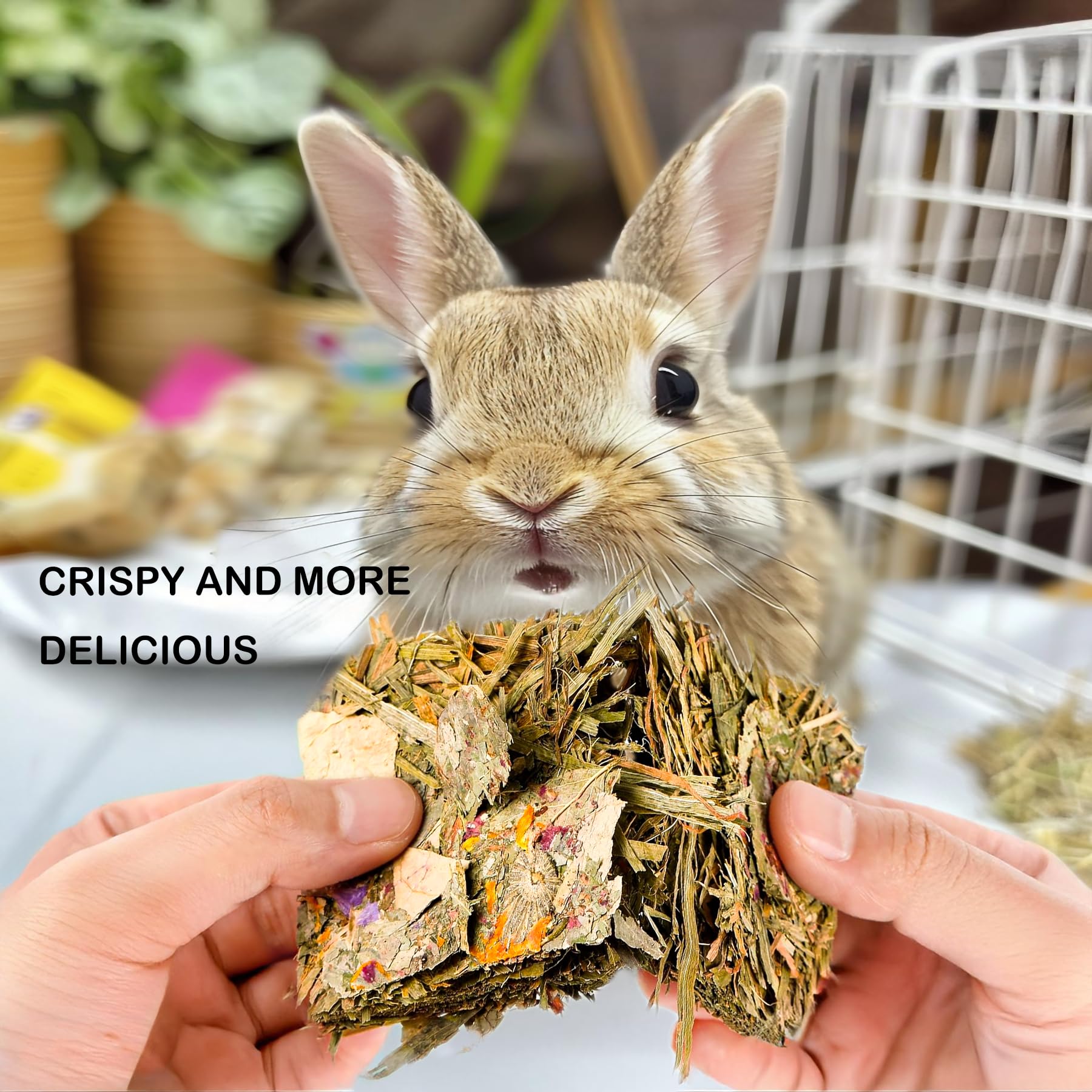 12pcs Rabbit Chew Toys for Small Pets - Bunny Guinea Pig Hamster Chinchilla Gerbil Treats with Timothy Hay & Herbal Flowers - Dental Care Snacks for Teeth Health - Perfect for Cage Enrichment & Playtime
