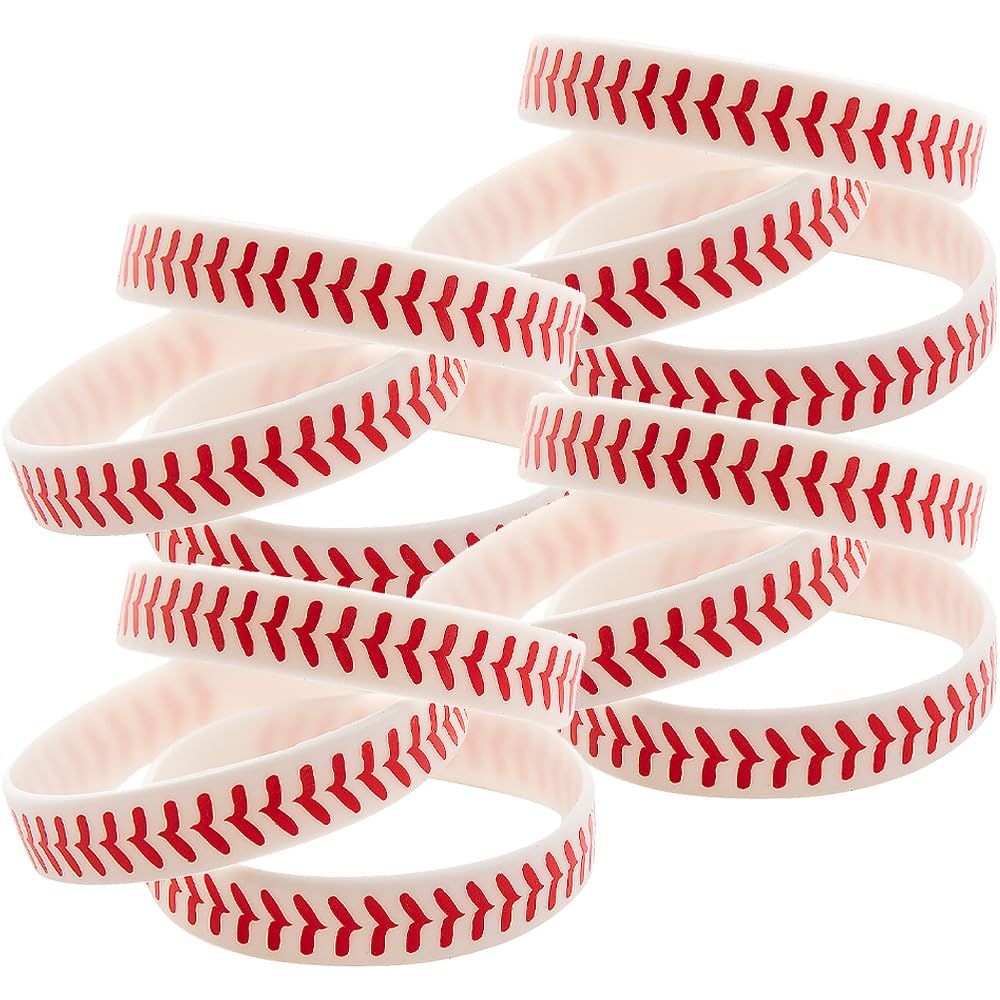 Fun Express Baseball Rubber Bracelets - 12 Pack Colorful Sports Jewelry for Kids & Fans - Perfect for Baseball Games, Team Spirit & Fan Accessories