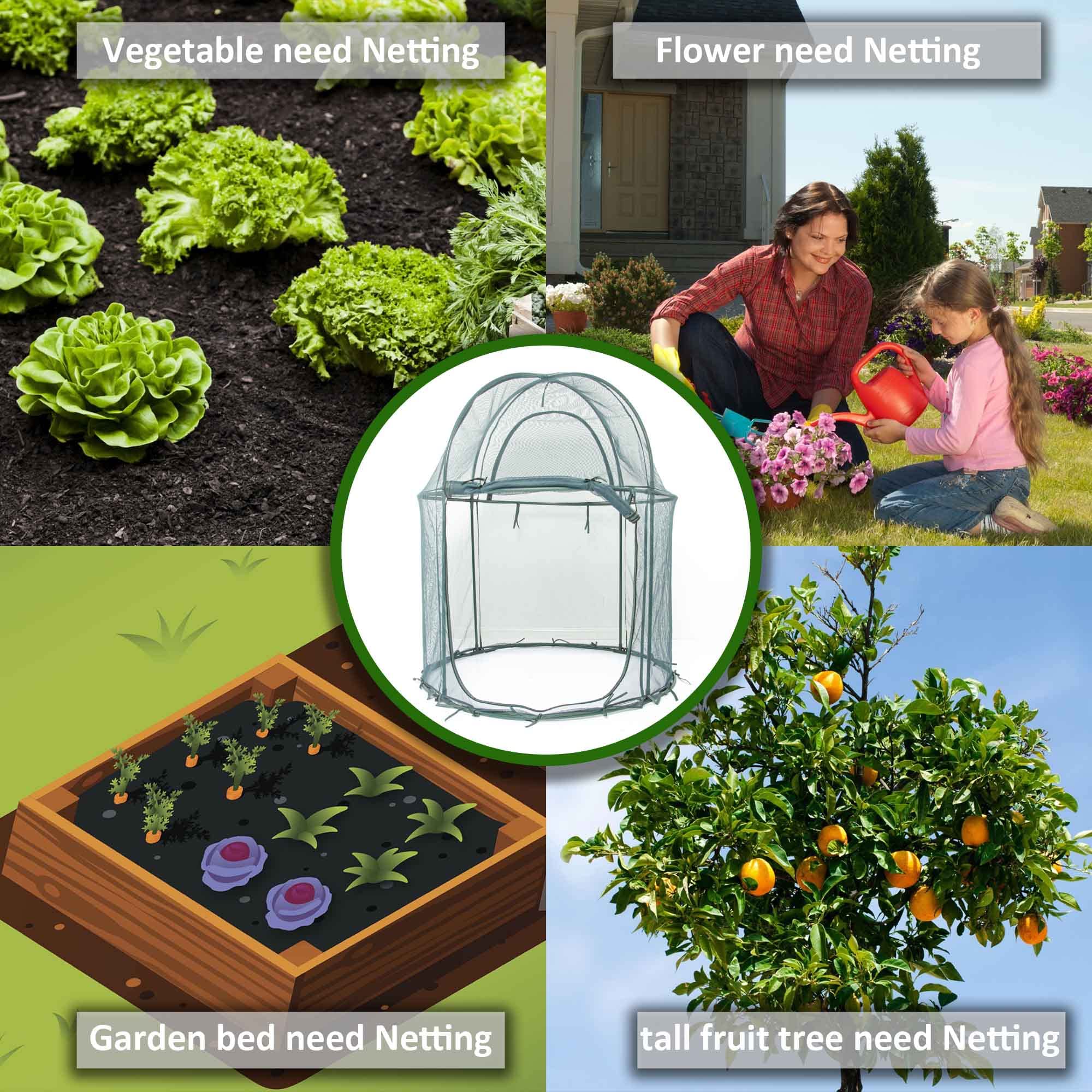 4'x4' Round Large Plant Mesh Cover - 4.9FT Tall Garden Netting Cage for Vegetables & Fruits | Durable Pest Protection | Perfect for Raised Beds, Greenhouses & Outdoor Gardening
